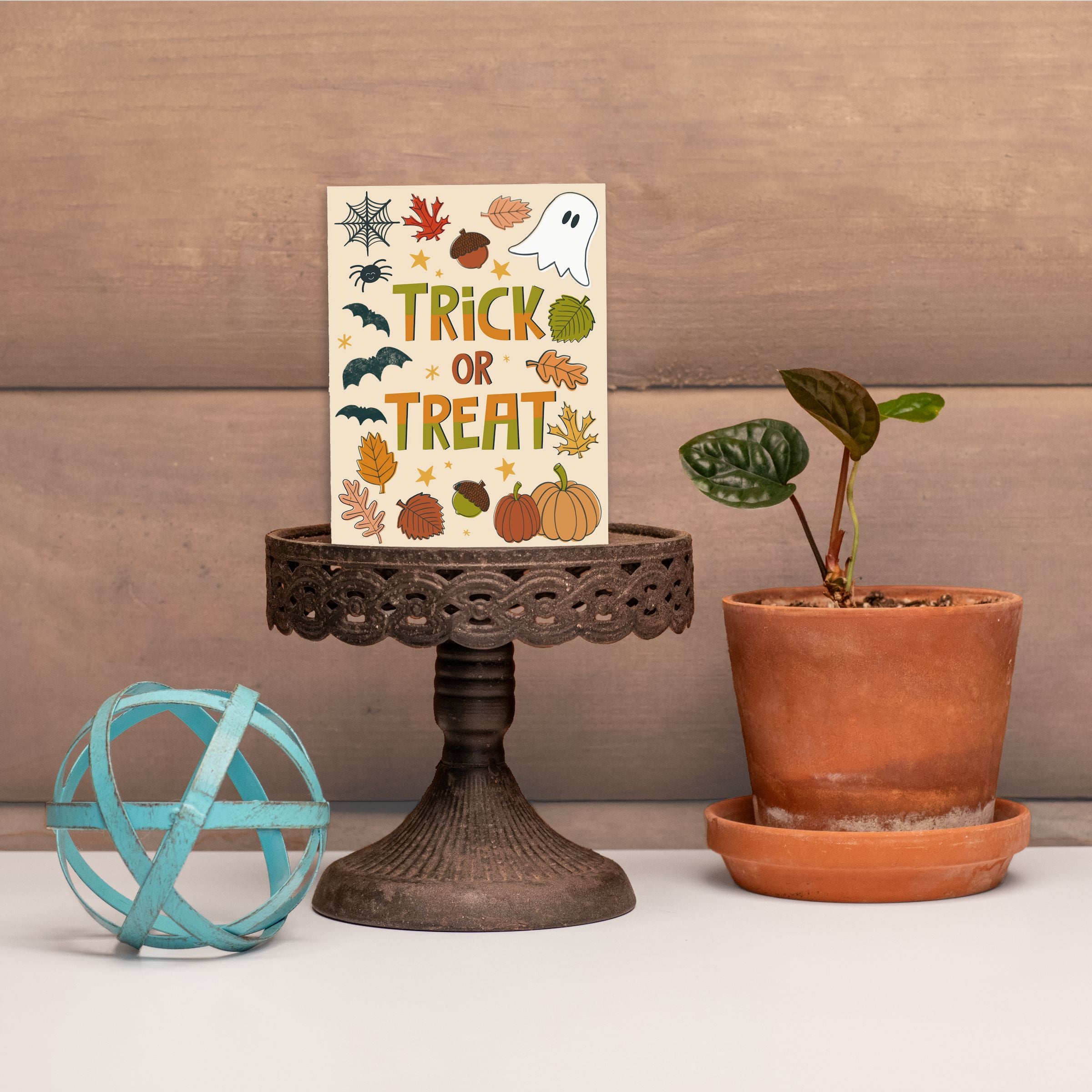 Trick or Treat Halloween Greeting Card Greeting Cards Lucid Moon Studio