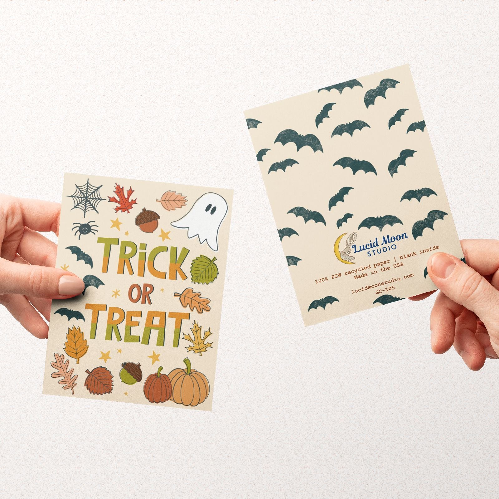 Trick or Treat Halloween Greeting Card Greeting Cards Lucid Moon Studio