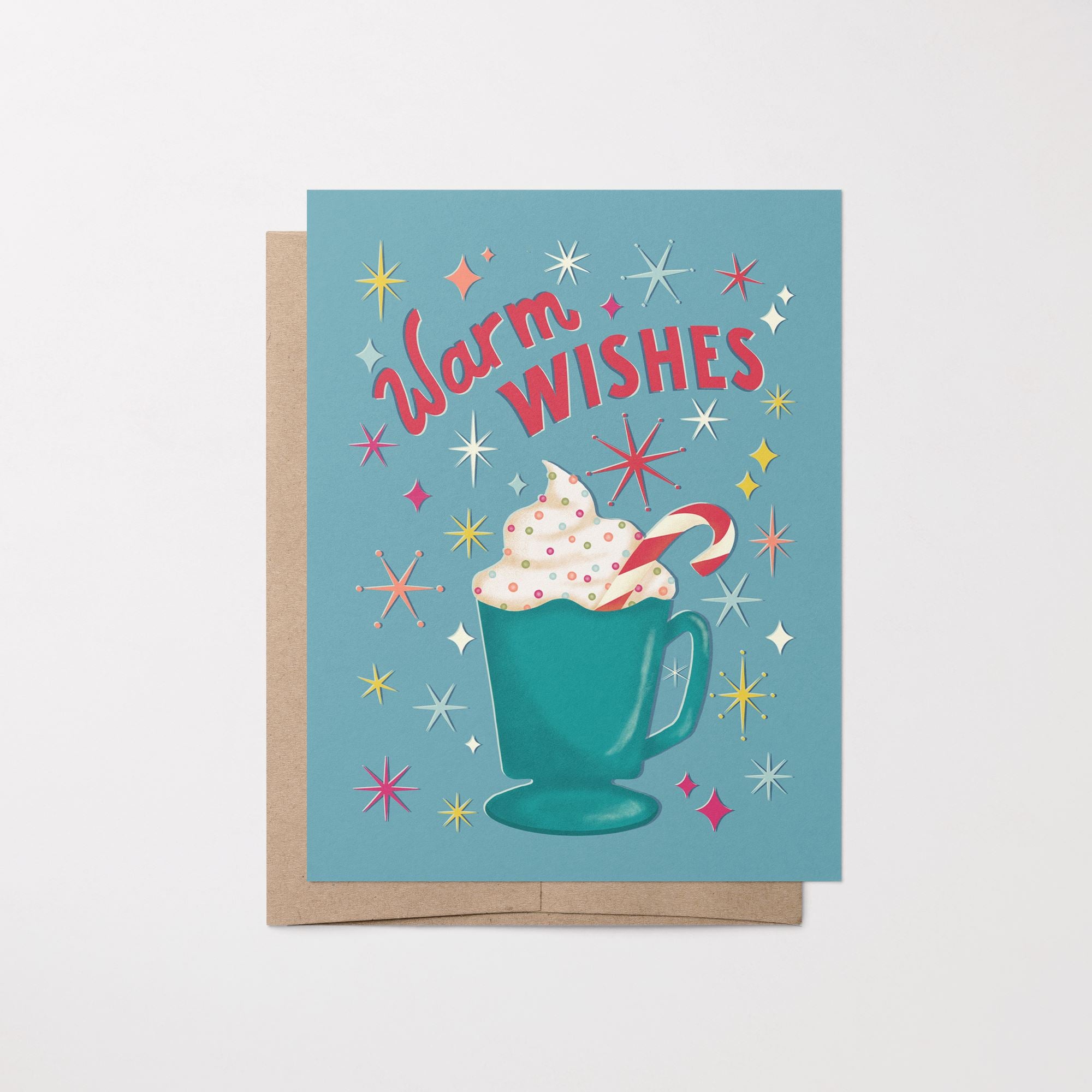 Warm Wishes Hot Cocoa Holiday Greeting Card Greeting Cards Lucid Moon Studio LLC