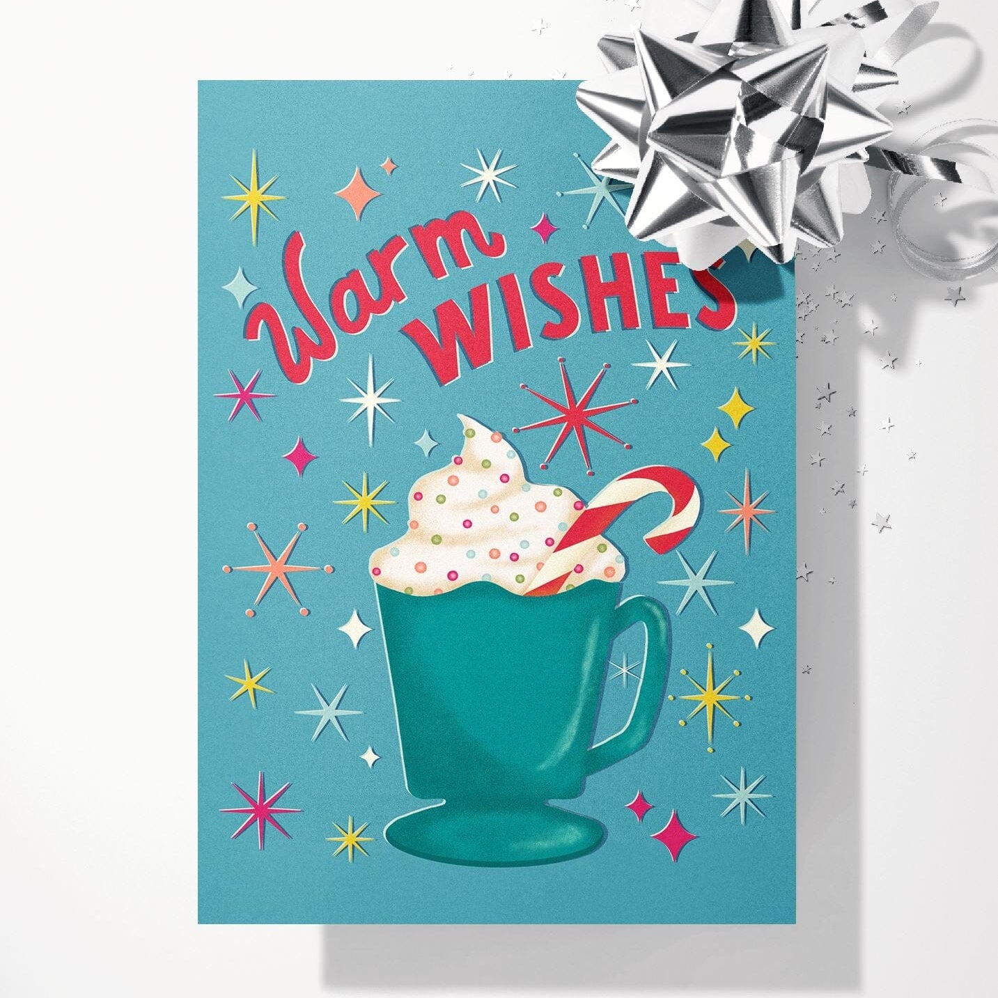 Warm Wishes Hot Cocoa Holiday Greeting Card Greeting Cards Lucid Moon Studio LLC