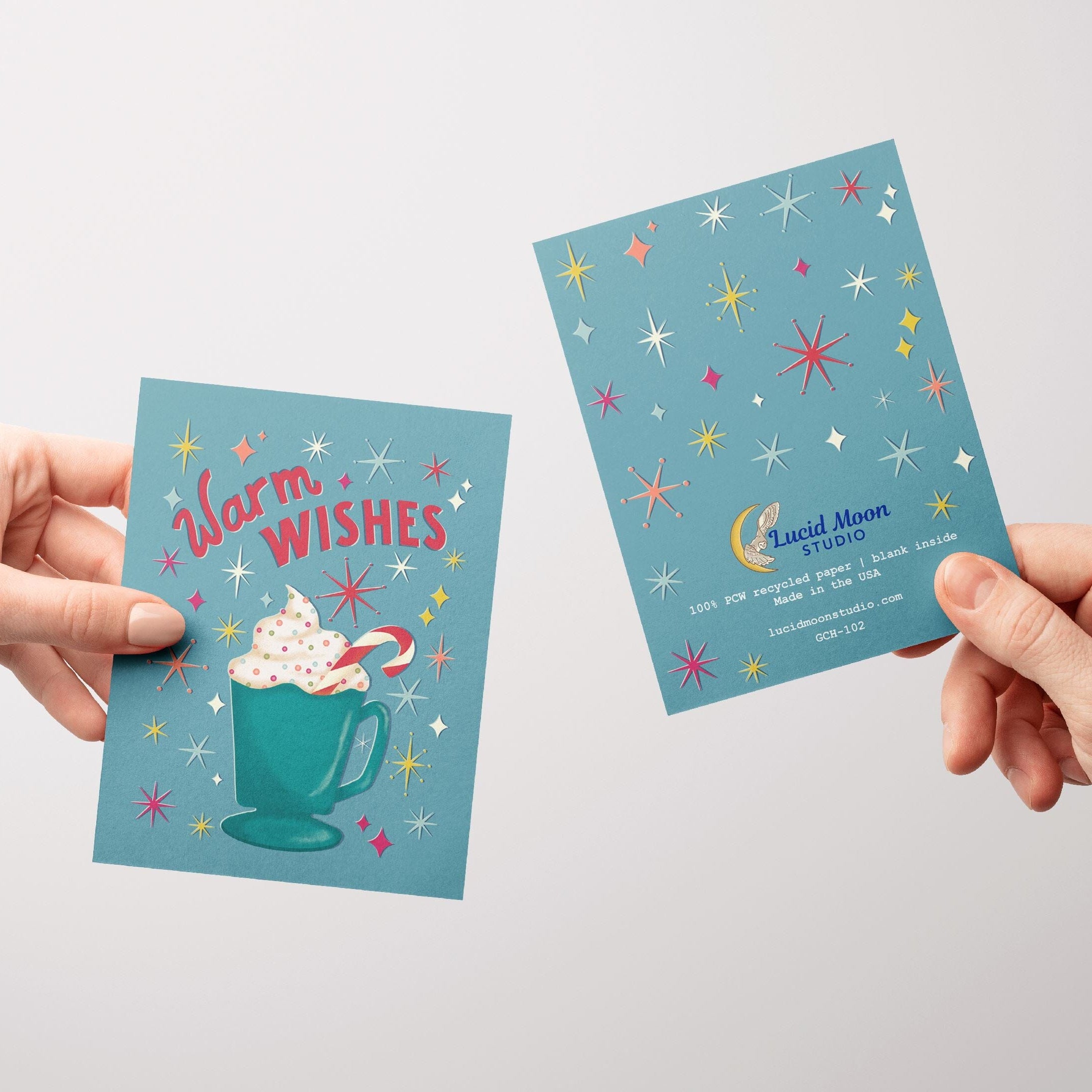 Warm Wishes Hot Cocoa Holiday Greeting Card Greeting Cards Lucid Moon Studio LLC