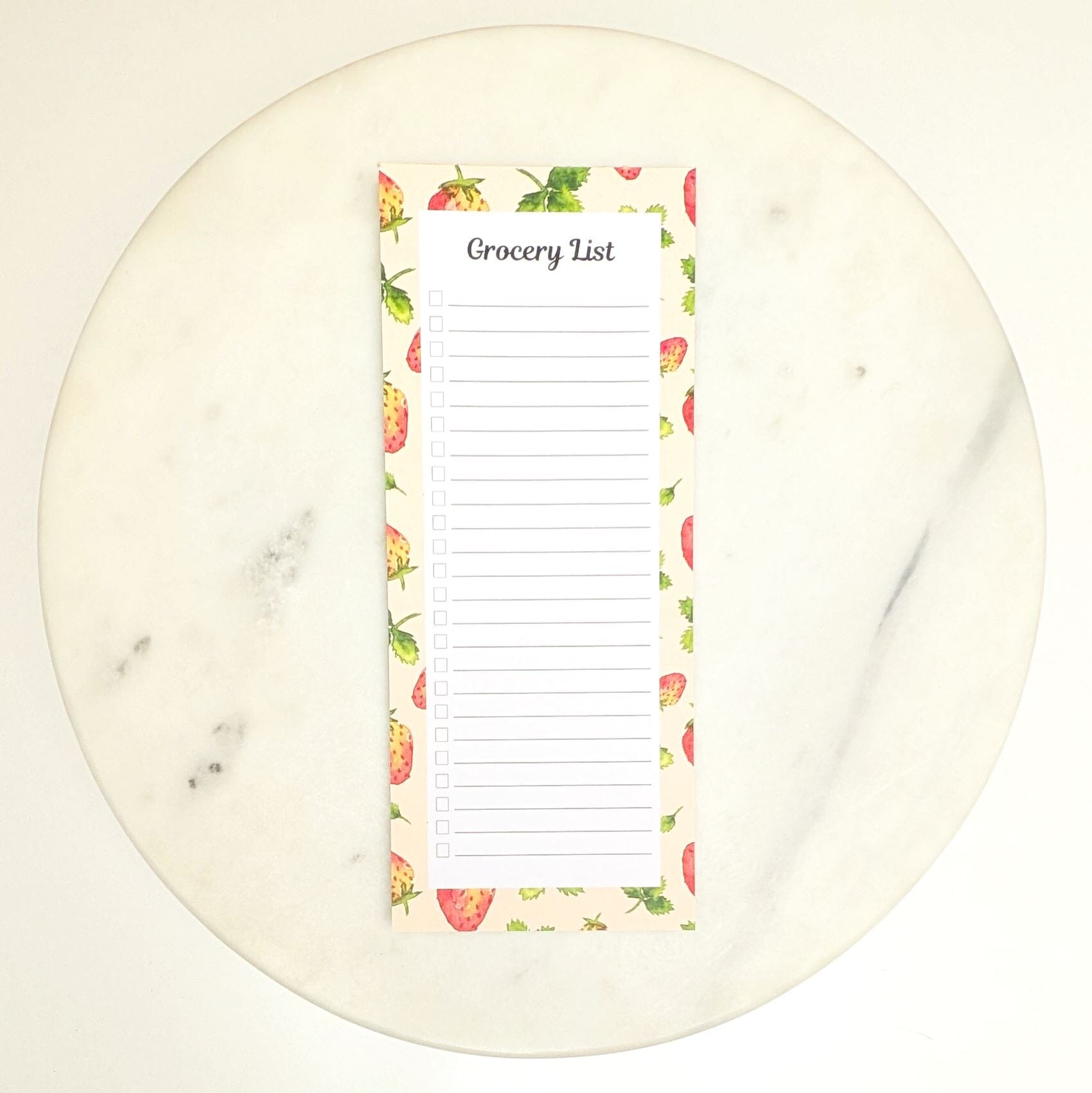 Watercolor Strawberry Grocery List Notepad Notepads Lucid Moon Studio