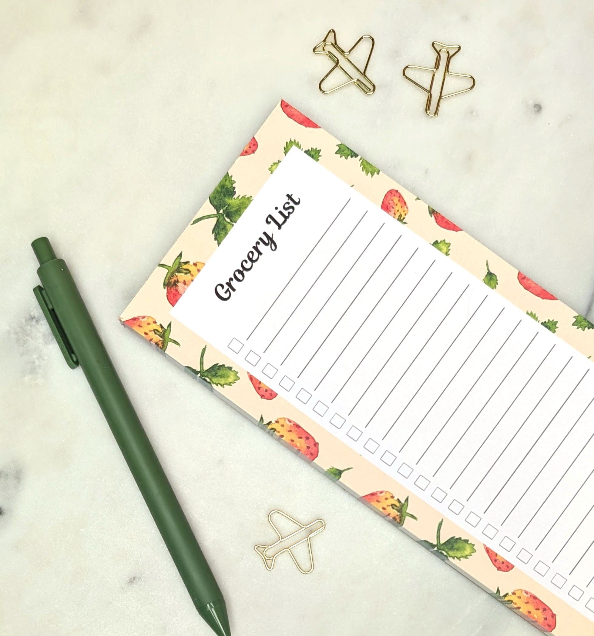 Watercolor Strawberry Grocery List Notepad Notepads Lucid Moon Studio
