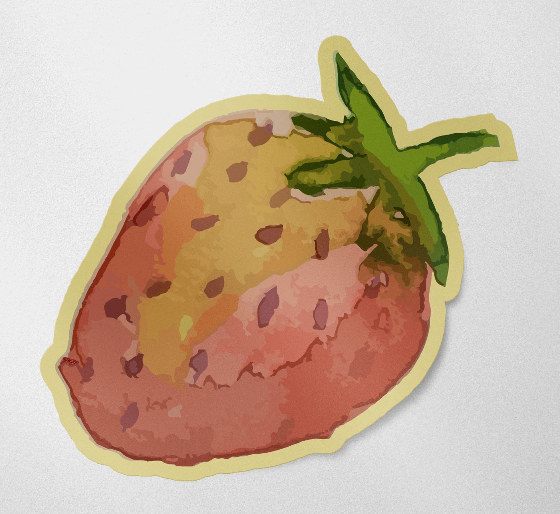 Watercolor Strawberry Glossy Vinyl Waterproof Sticker stickers Lucid Moon Studio