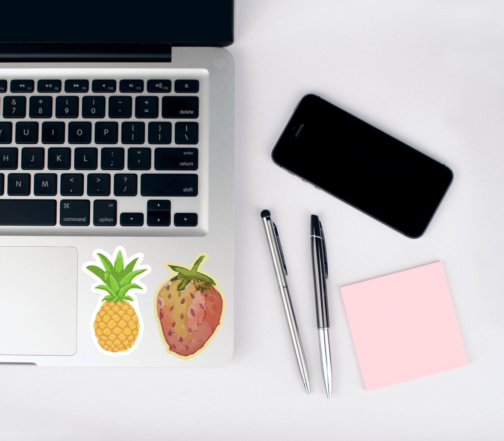 Watercolor Strawberry Glossy Vinyl Waterproof Sticker stickers Lucid Moon Studio