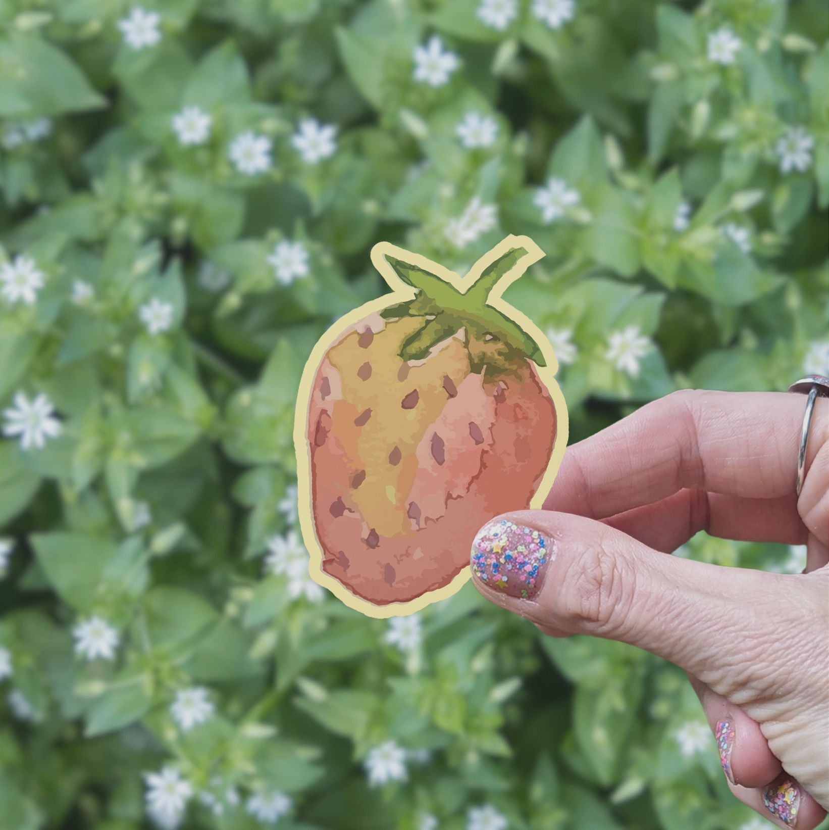 Watercolor Strawberry Vinyl Sticker stickers Lucid Moon Studio