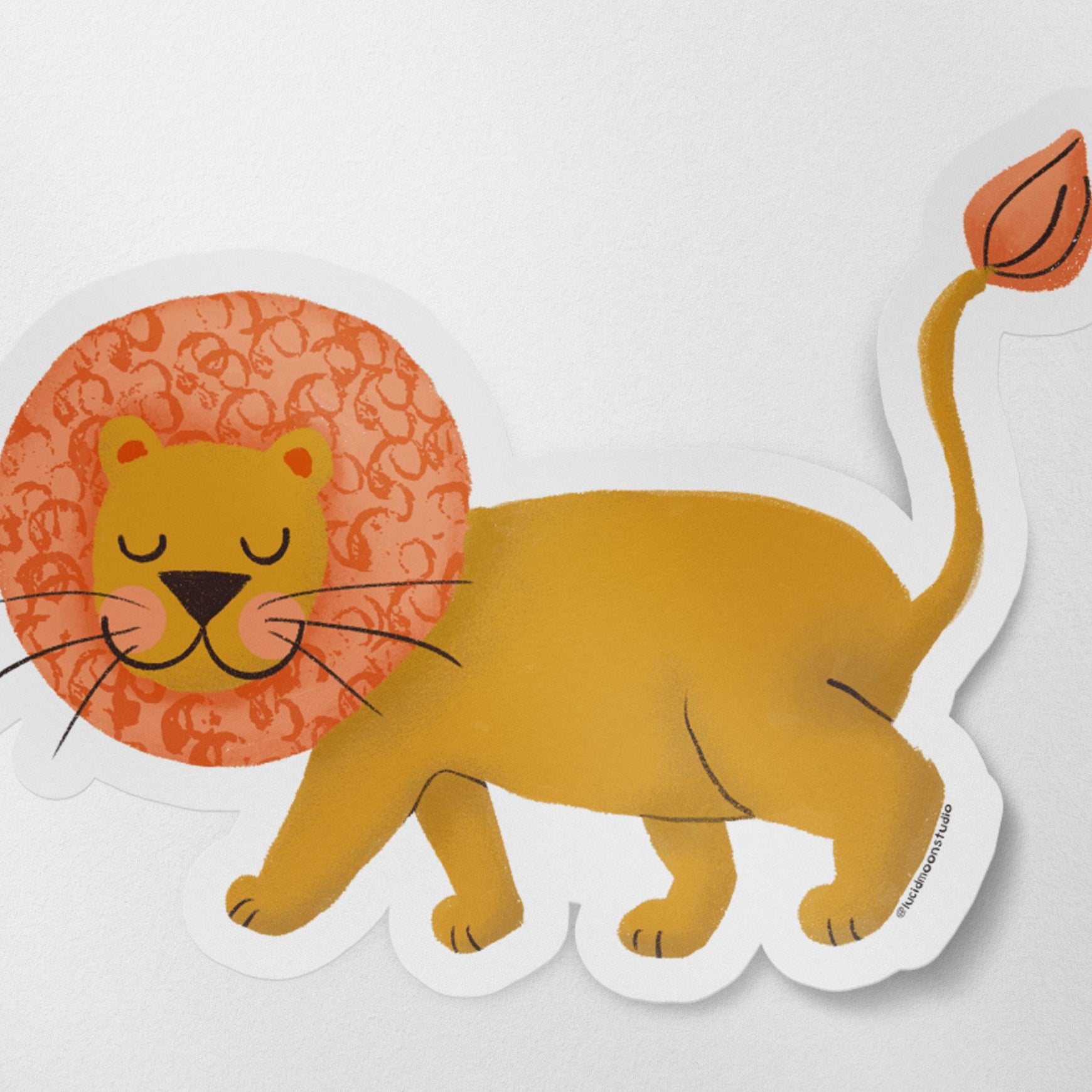Wild Adventures Friendly Lion Glossy Vinyl Waterproof Sticker stickers Lucid Moon Studio 