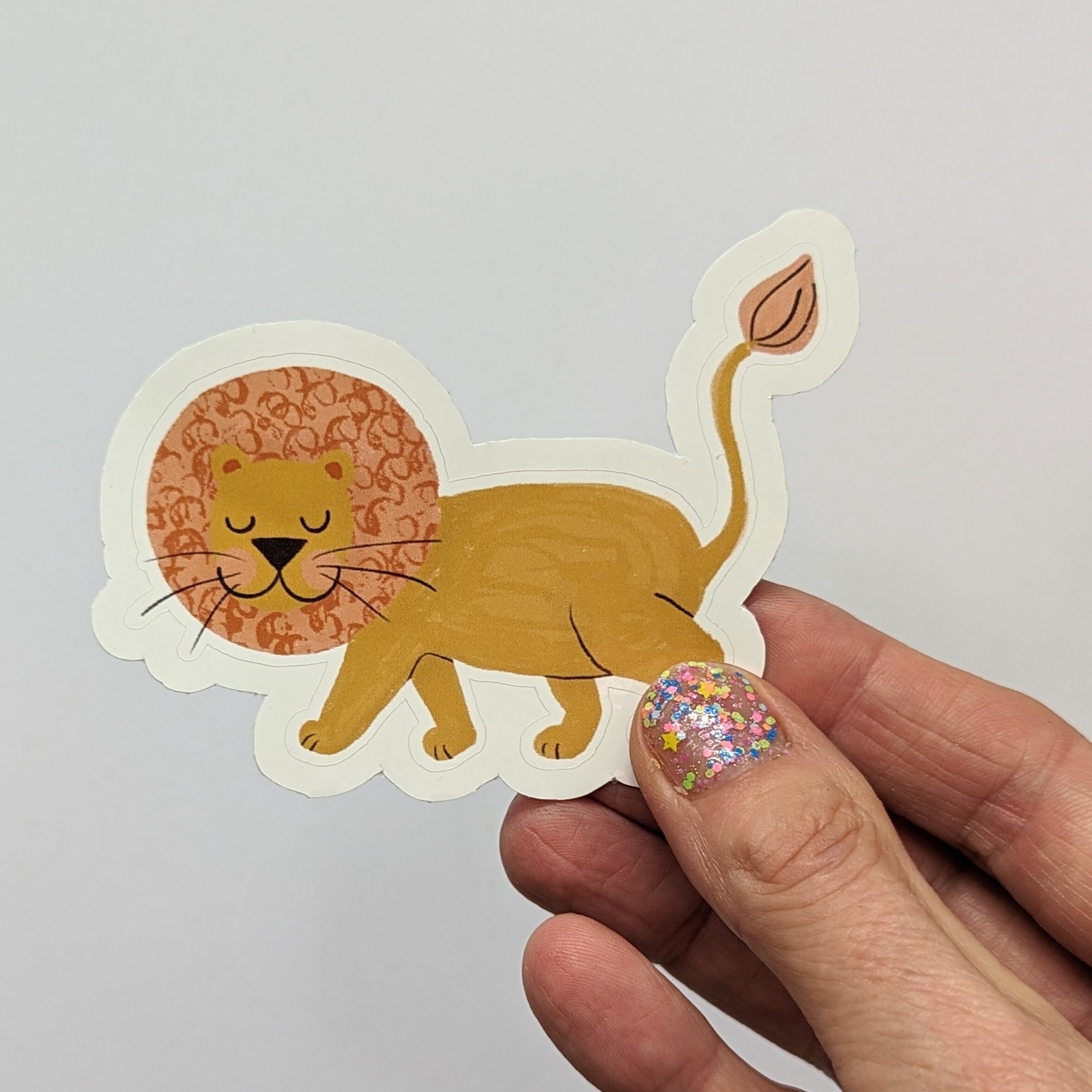 Wild Adventures Friendly Lion Glossy Vinyl Waterproof Sticker stickers Lucid Moon Studio 