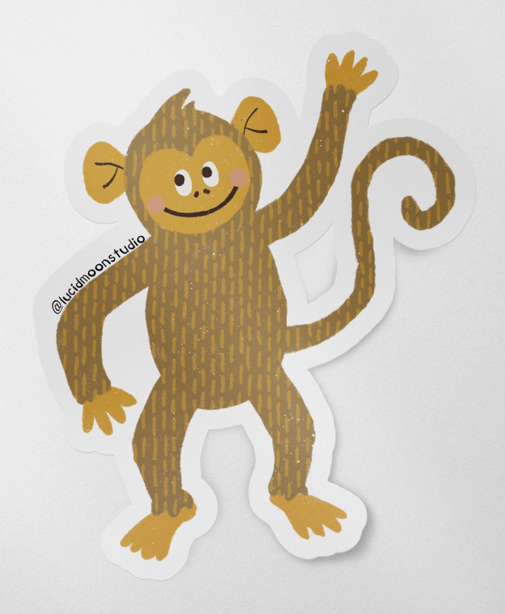 Wild Adventures Monkey Glossy Vinyl Waterproof Sticker stickers Lucid Moon Studio 