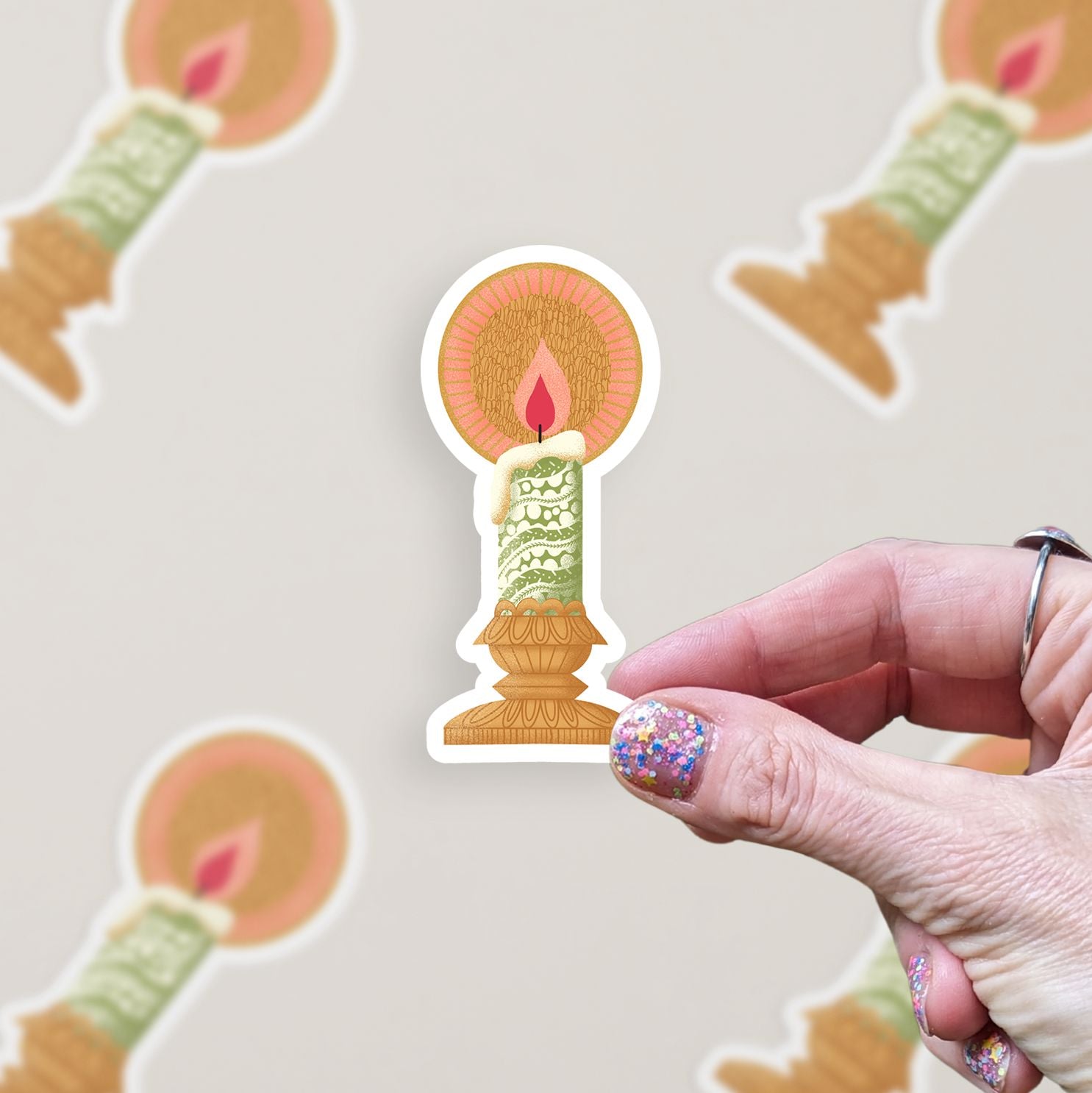 Xmas Candle Vinyl Sticker stickers Lucid Moon Studio