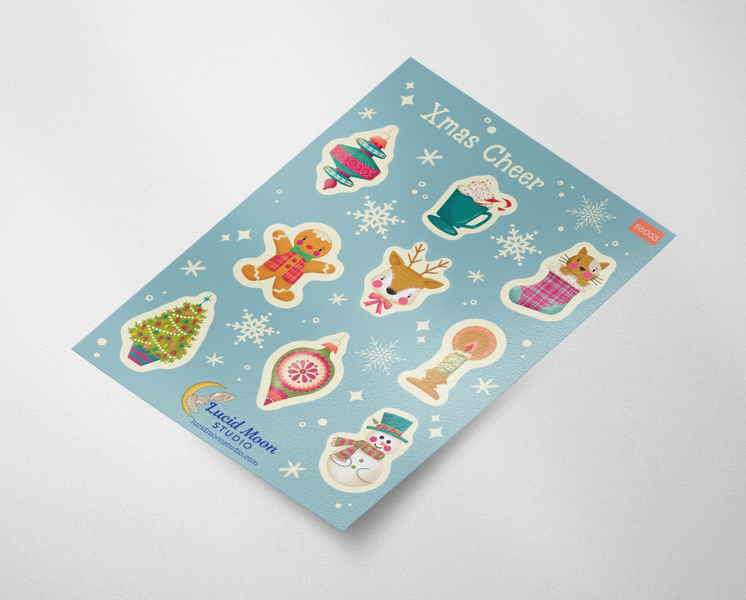 Xmas Cheer Gift Vinyl Sticker Sheet stickers Lucid Moon Studio