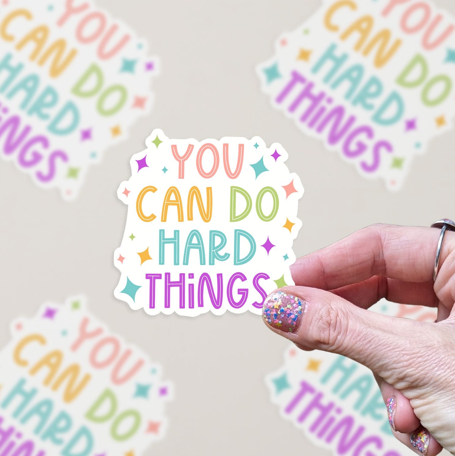 You Can Do Hard Things Motivational Sticker stickers Lucid Moon Studio