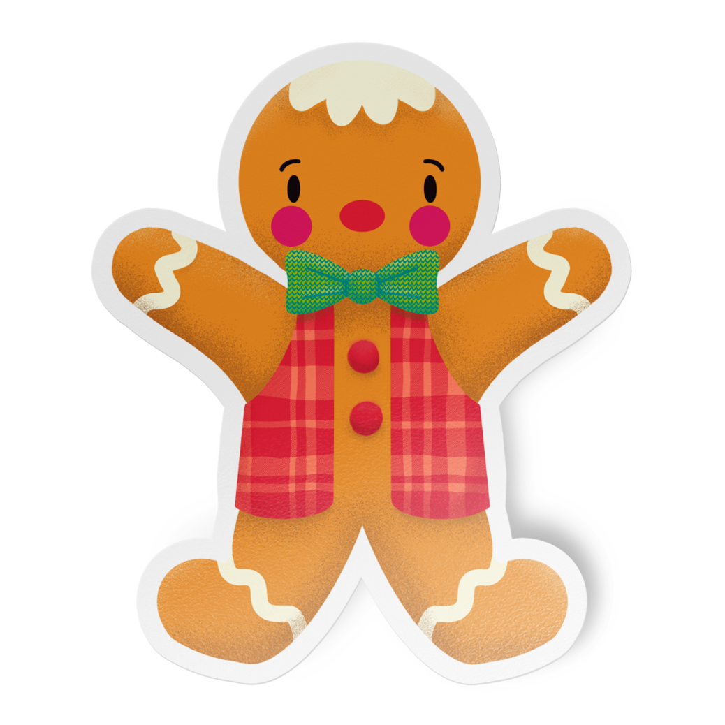 Gingerbread man with a plaid shirt on a white background