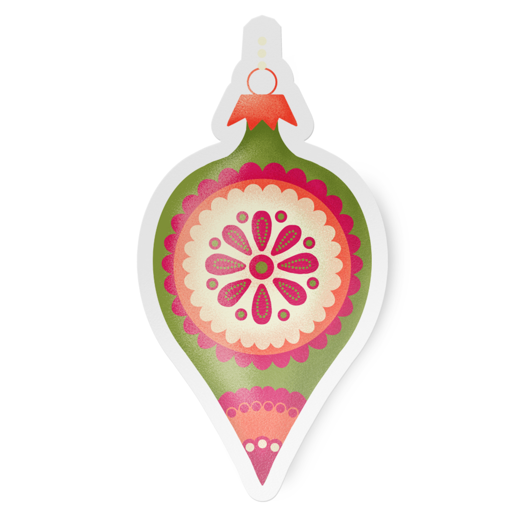 Decorative vintage Christmas ornament with a floral design on a white background