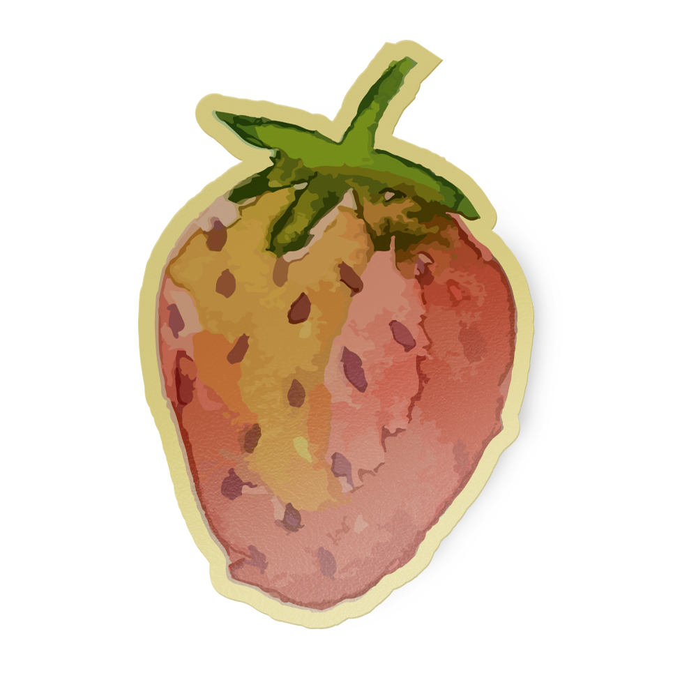Watercolor strawberry sticker on a white background