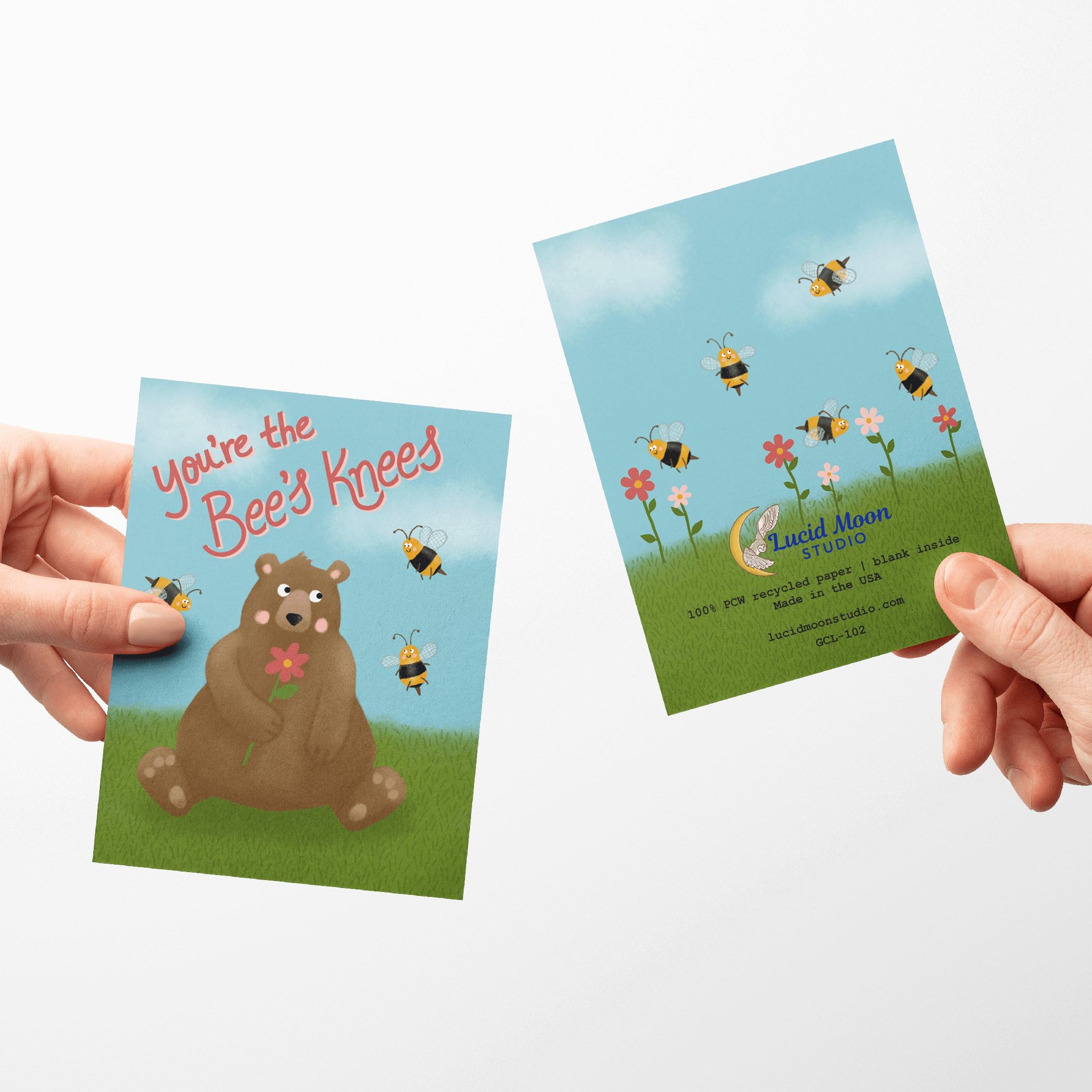 Bee's Knees Love Valentine Greeting Card Greeting Cards Lucid Moon Studio 
