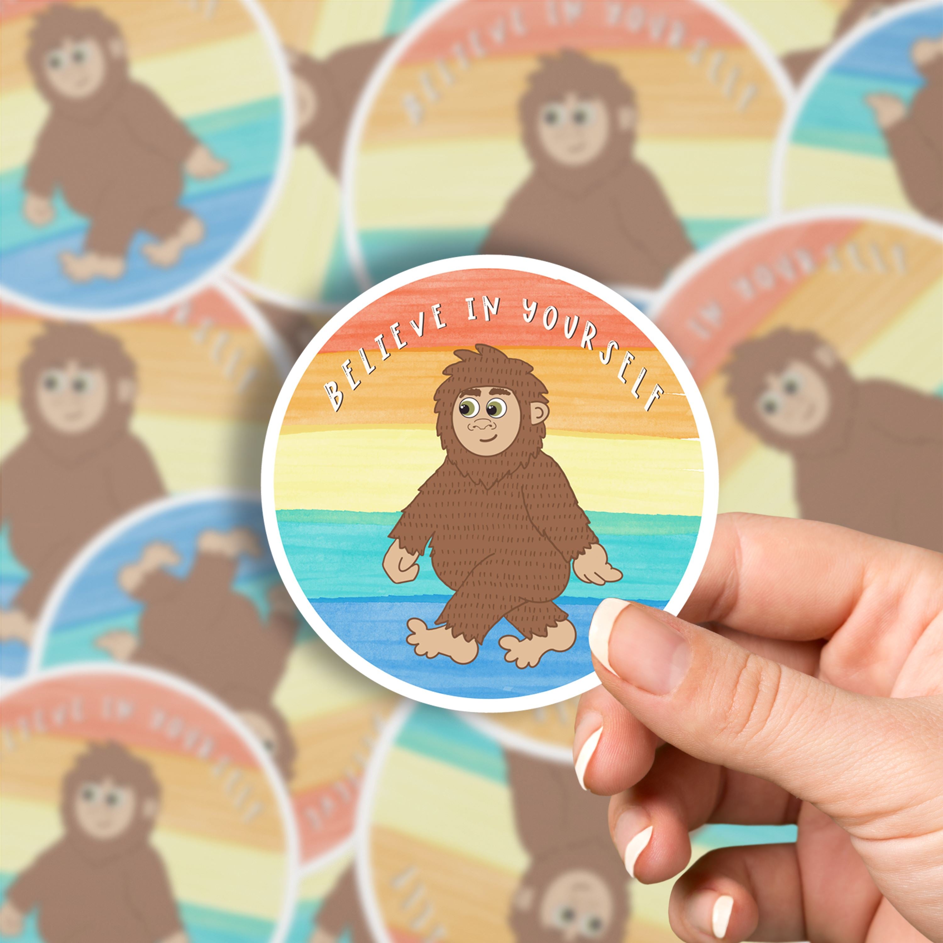 Believe in Yourself Cute Bigfoot Matte Vinyl Waterproof Sticker stickers Lucid Moon Studio 