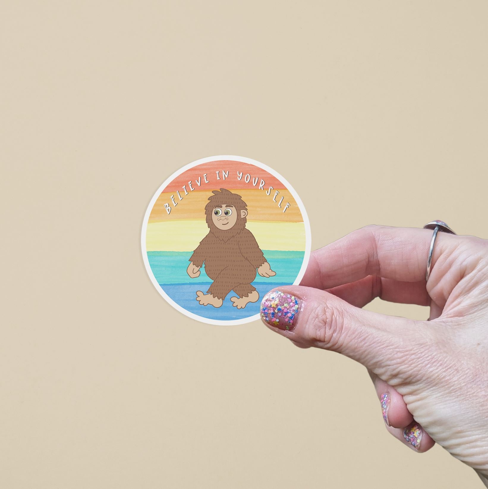 Believe in Yourself Cute Bigfoot Matte Vinyl Waterproof Sticker stickers Lucid Moon Studio 