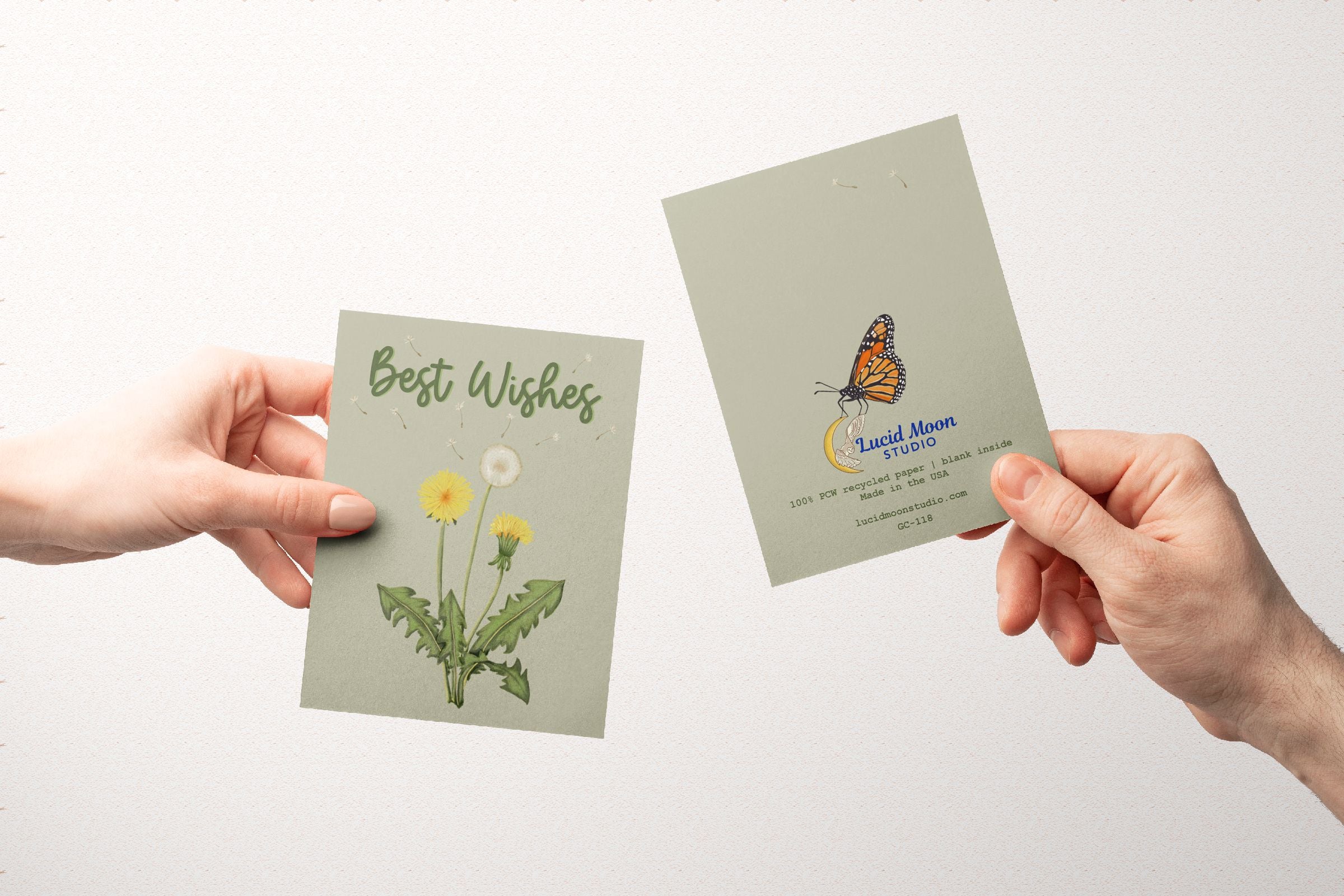 Best Wishes Dandelion Greeting Card Greeting Cards Lucid Moon Studio 