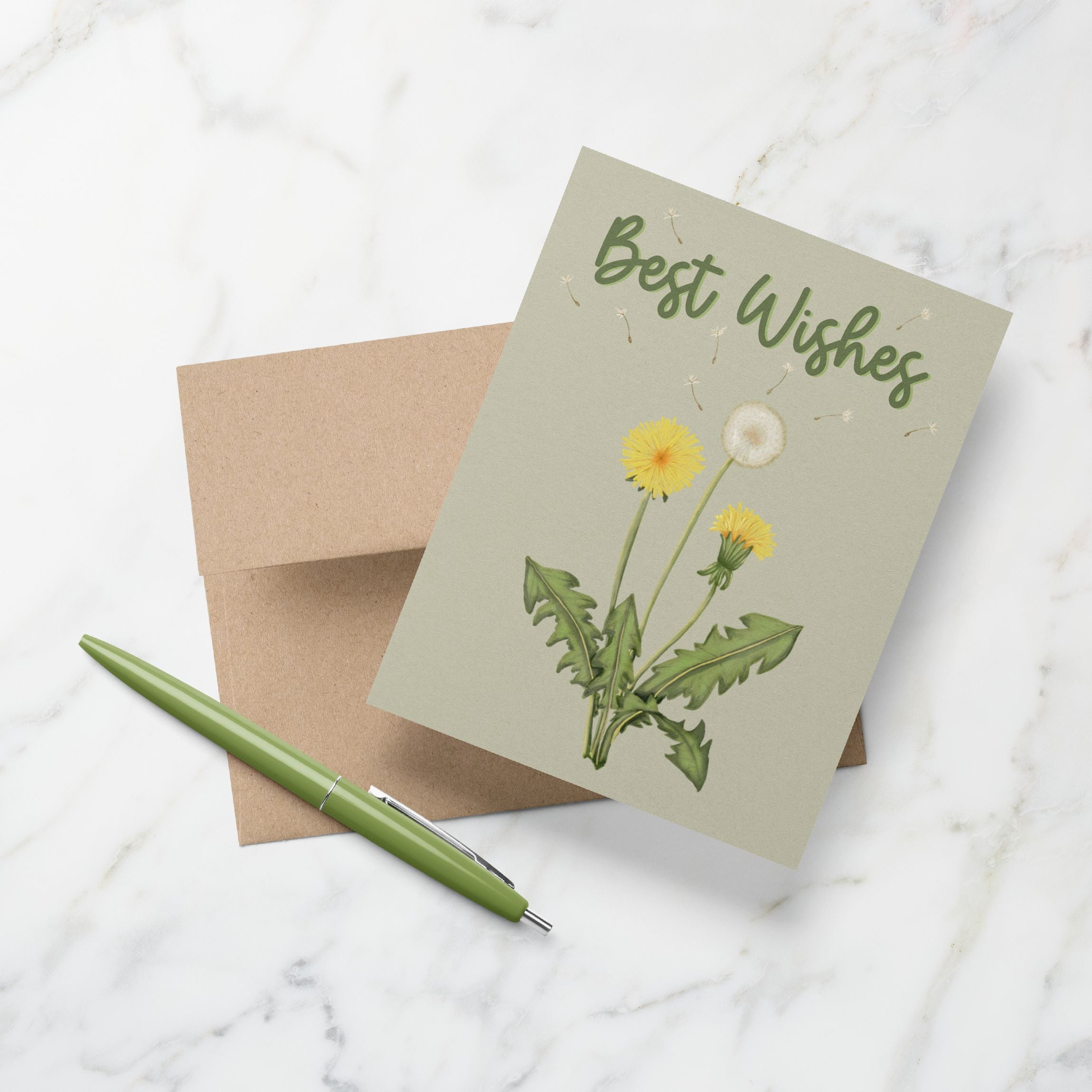 Best Wishes Dandelion Greeting Card Greeting Cards Lucid Moon Studio 