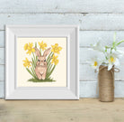 Bunny in Daffodils 8" x 8" Art Print Art Print Lucid Moon Studio 