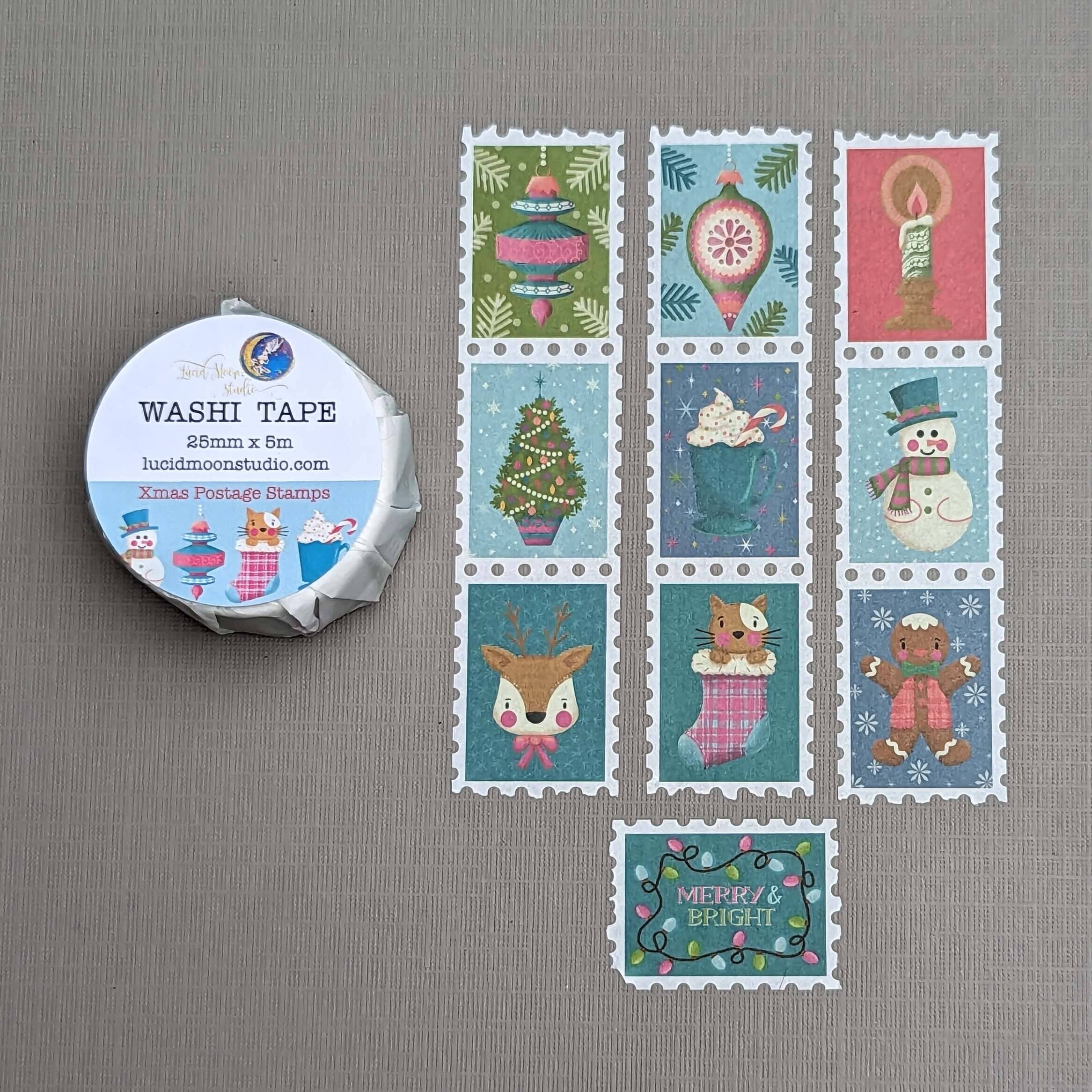 Christmas Postage Stamp Washi Tape washi tape Lucid Moon Studio 