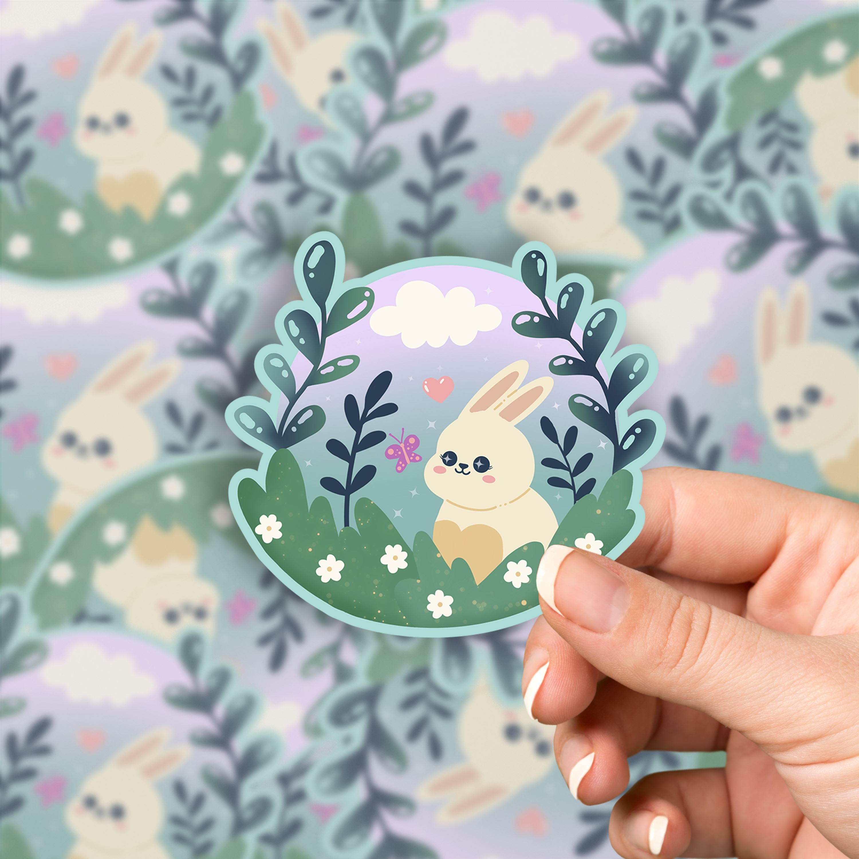 Cute Kawaii Bunny Vinyl Sticker stickers Lucid Moon Studio 