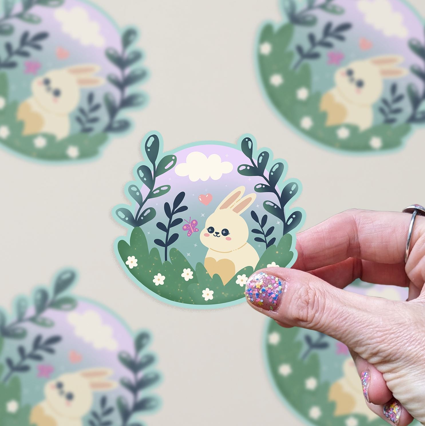 Cute Kawaii Bunny Vinyl Sticker stickers Lucid Moon Studio 