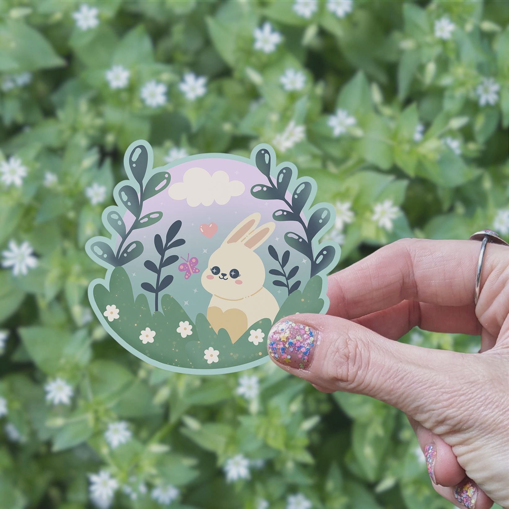 Cute Kawaii Bunny Vinyl Sticker stickers Lucid Moon Studio 