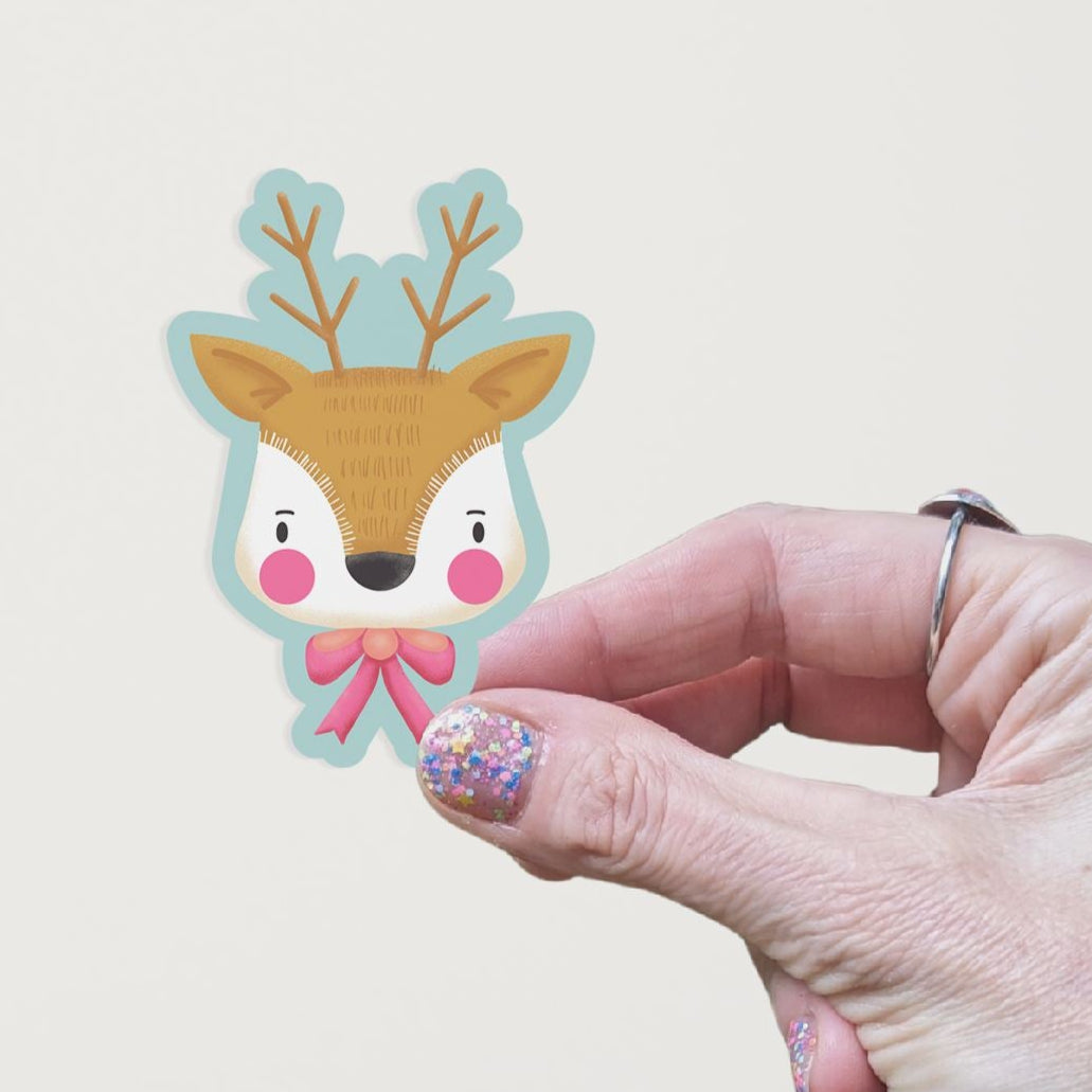Cute Reindeer Matte Vinyl Sticker stickers Lucid Moon Studio 