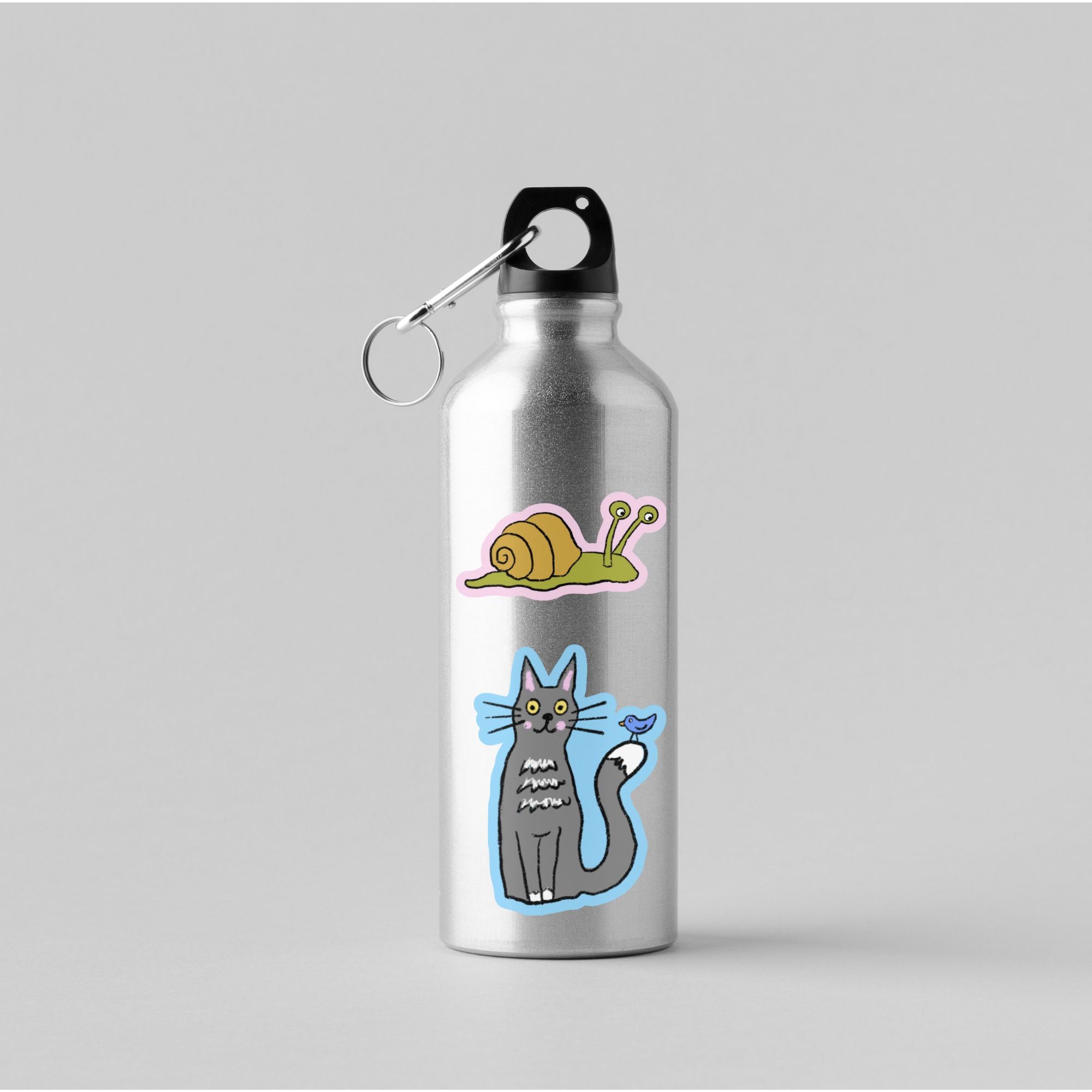 Doodle Cat & Bird Vinyl Sticker stickers Lucid Moon Studio 