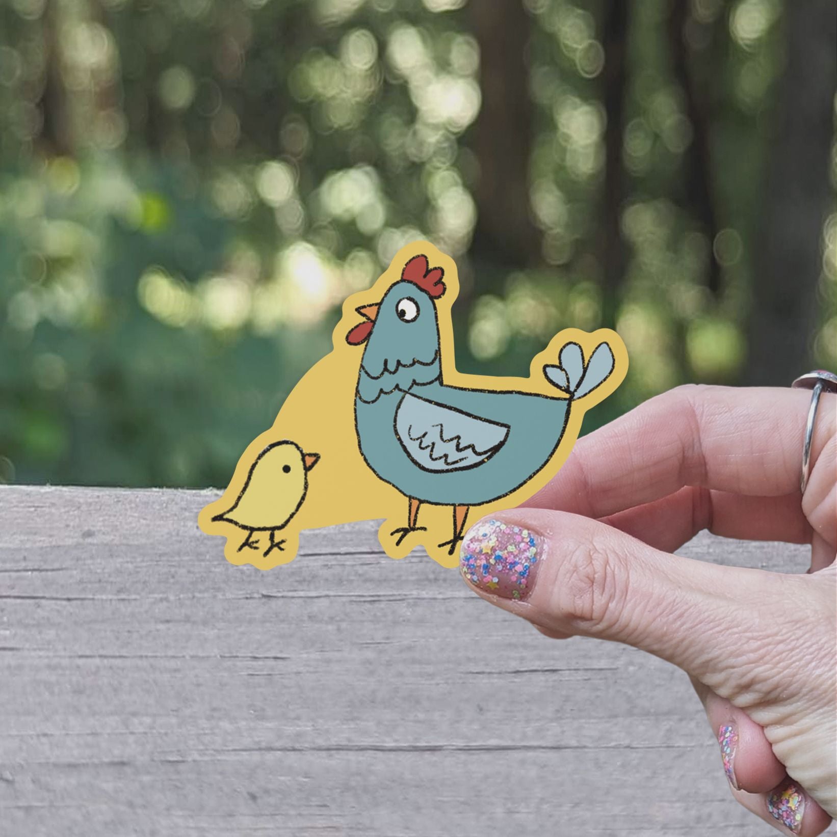 Doodle Chicken Vinyl Sticker stickers Lucid Moon Studio 