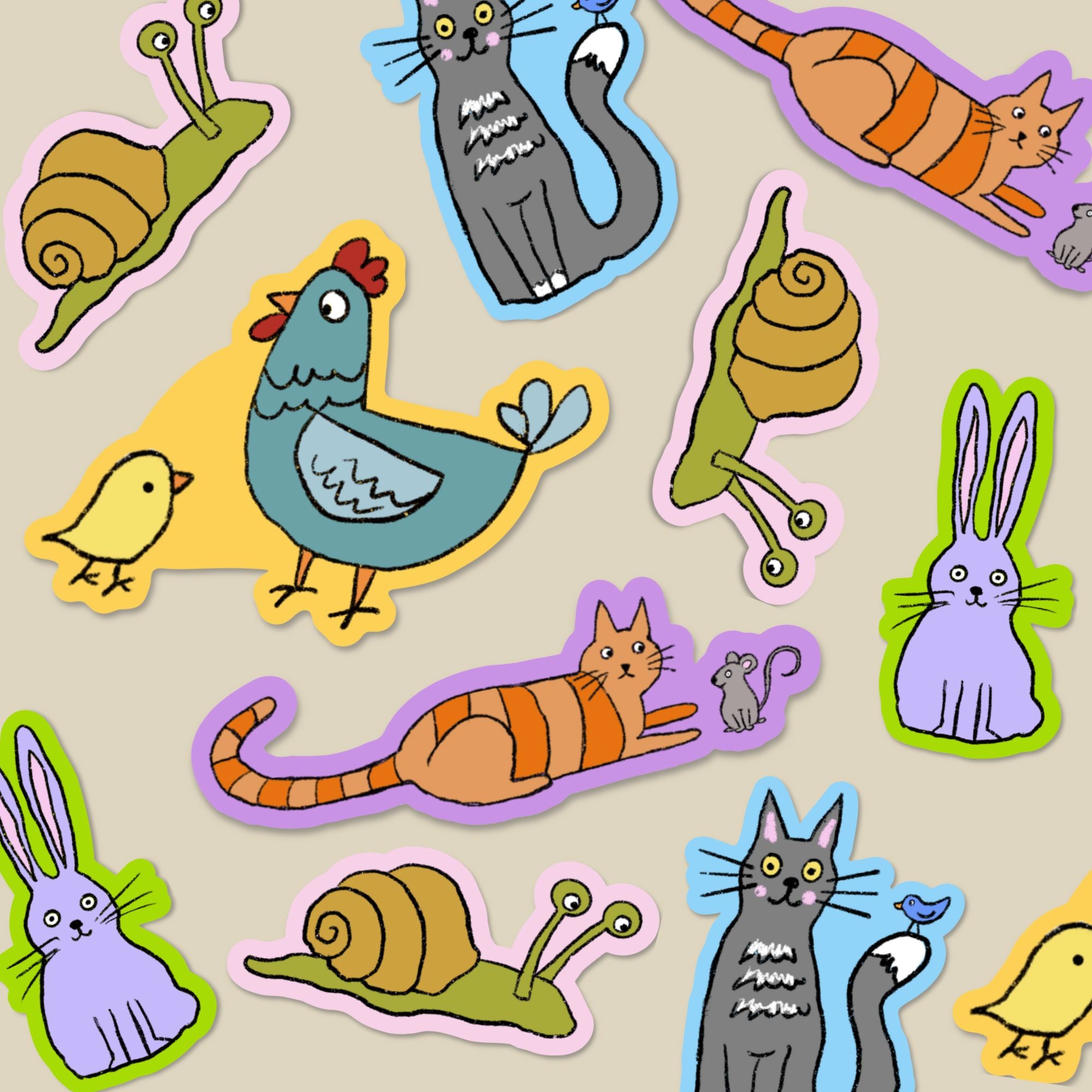 Doodle Chicken Vinyl Sticker stickers Lucid Moon Studio 