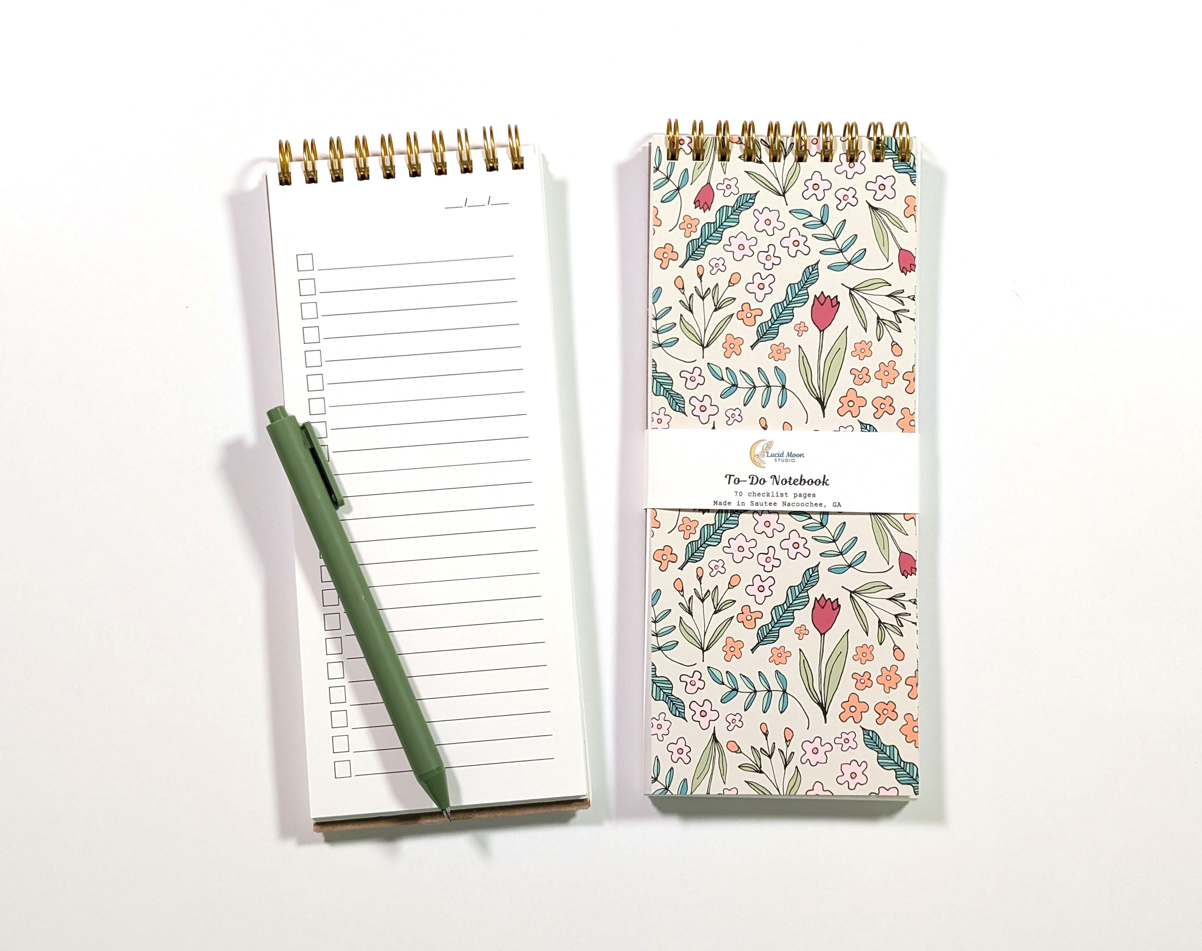 Doodle Floral Top Spiral To-Do List Notebook Notebooks Lucid Moon Studio 