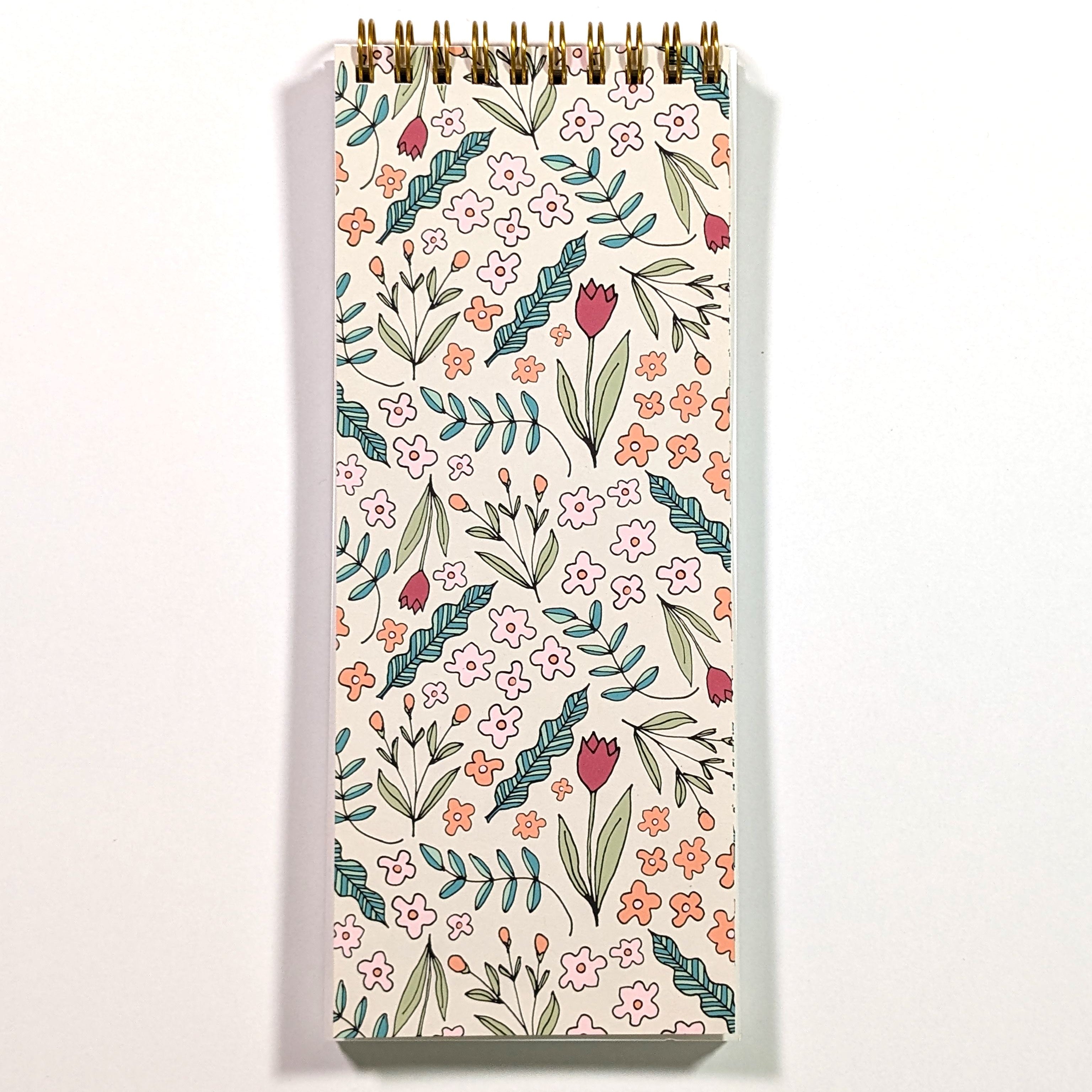 Doodle Floral Top Spiral To-Do List Notebook Notebooks Lucid Moon Studio 