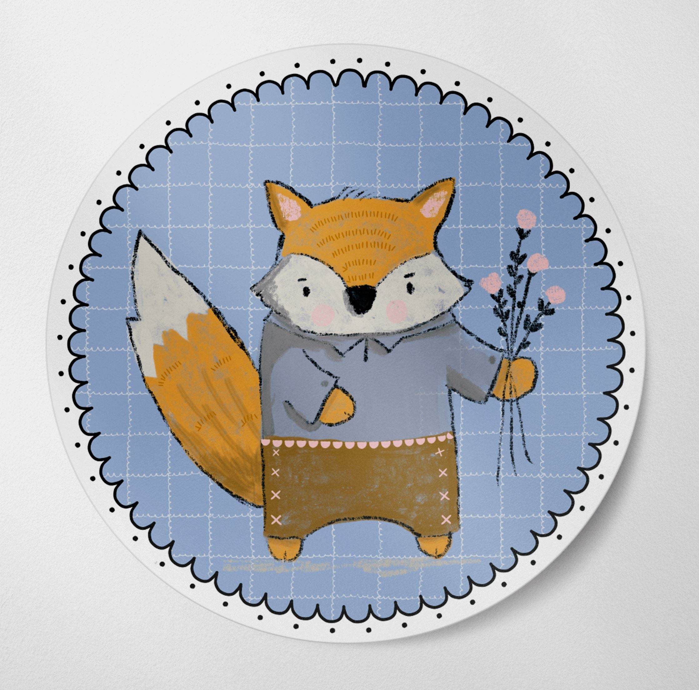 Fox with Flowers Matte Vinyl Waterproof Sticker stickers Lucid Moon Studio 