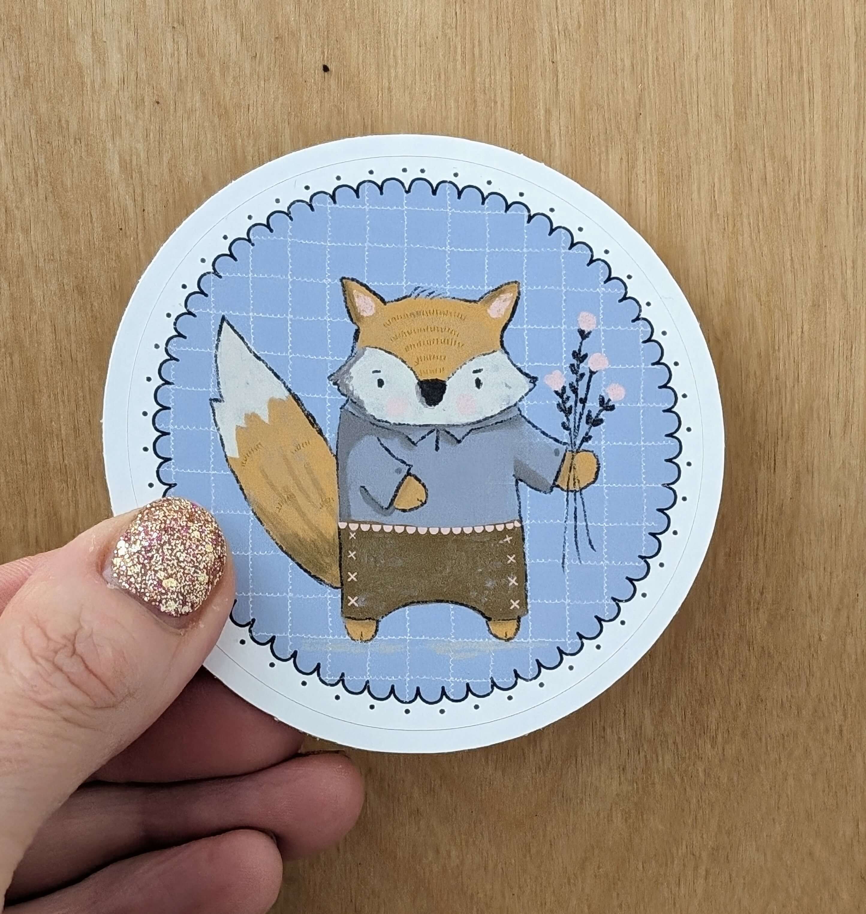 Fox with Flowers Matte Vinyl Waterproof Sticker stickers Lucid Moon Studio 