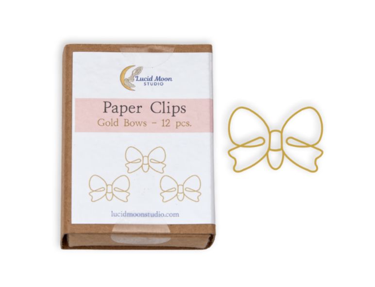 Gold Bows Boxed Paper Clips Paper Clips Lucid Moon Studio 