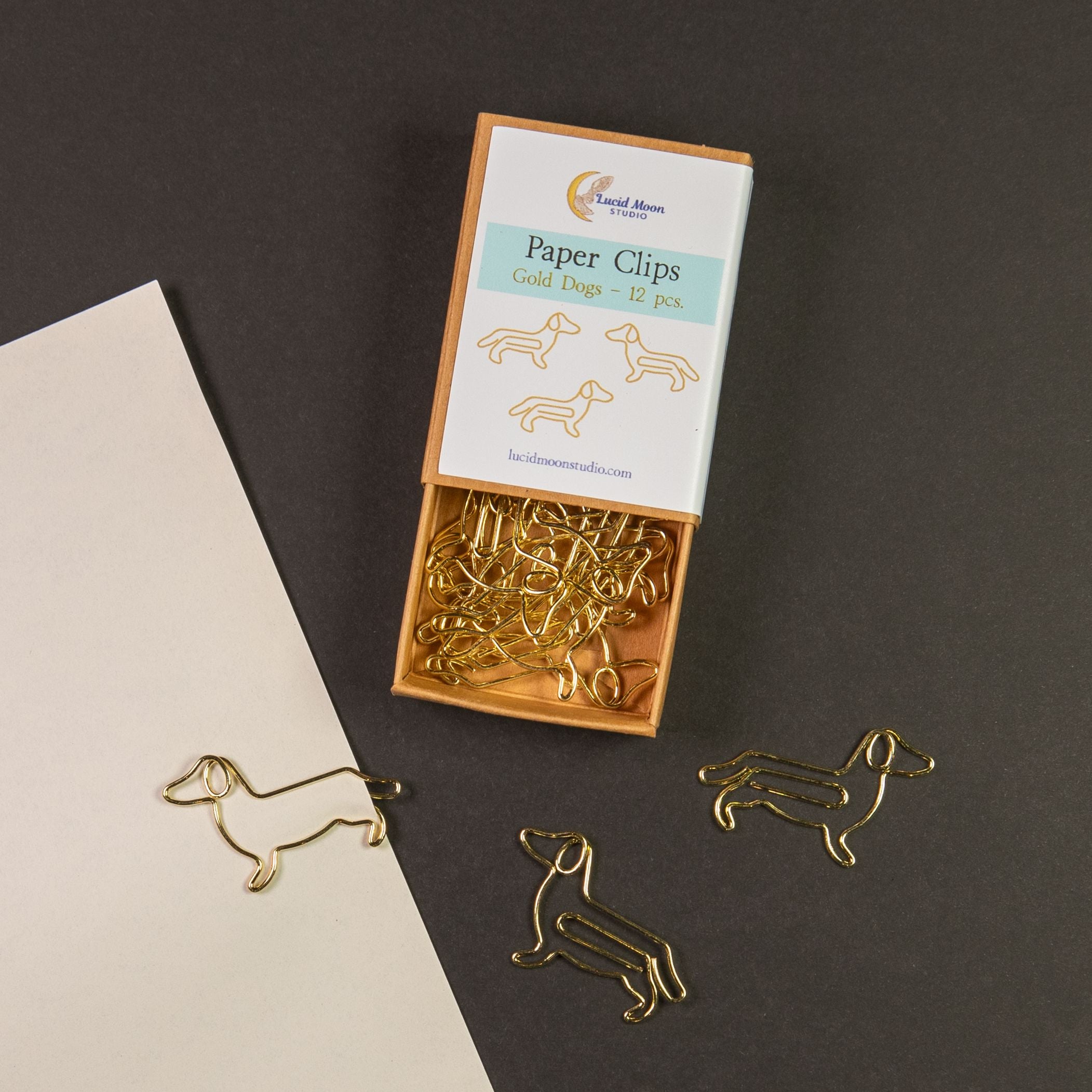 Gold Dog Boxed Paper Clips Paper Clips Lucid Moon Studio 