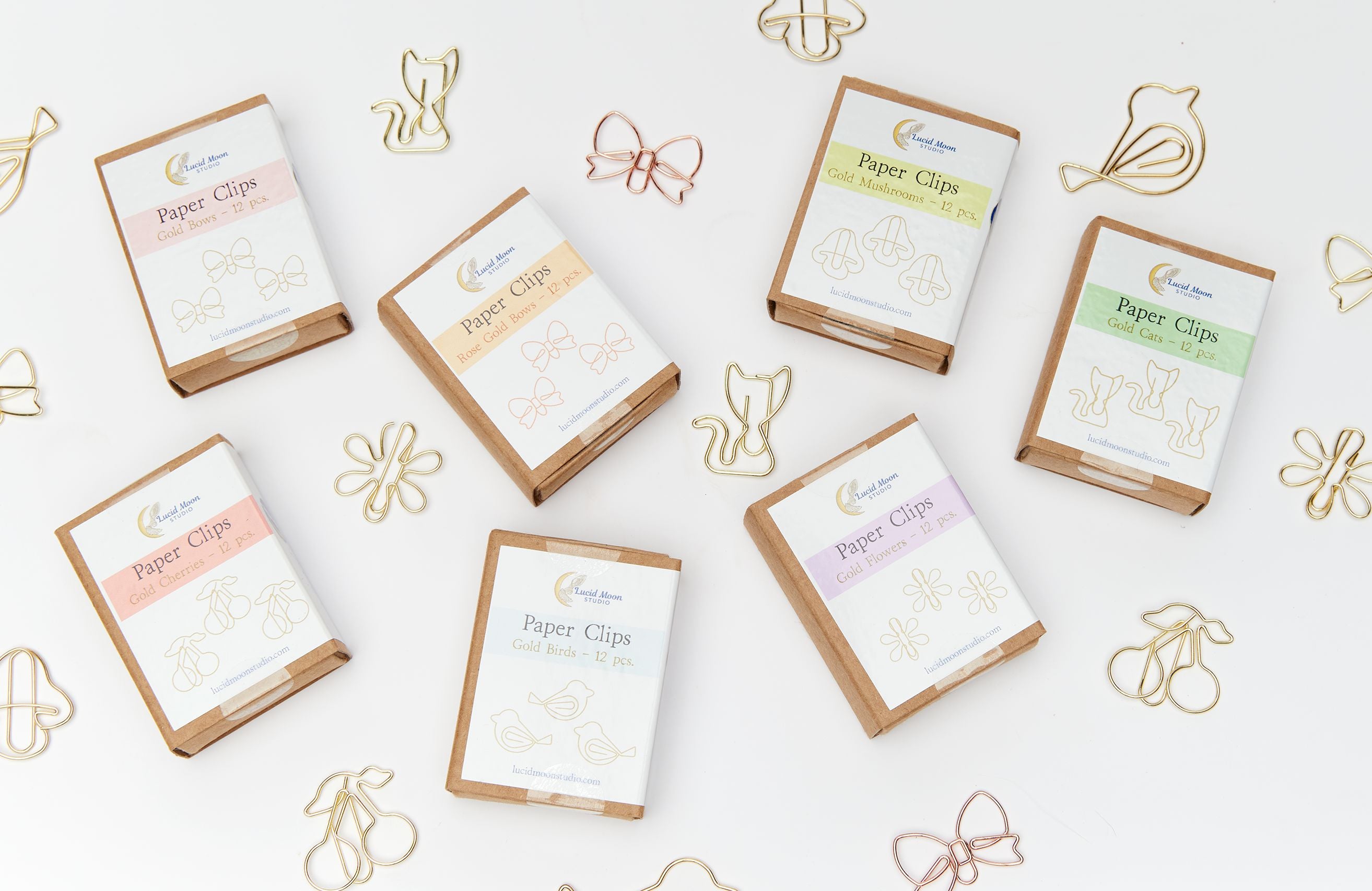 Gold Flowers Boxed Paper Clips Paper Clips Lucid Moon Studio 