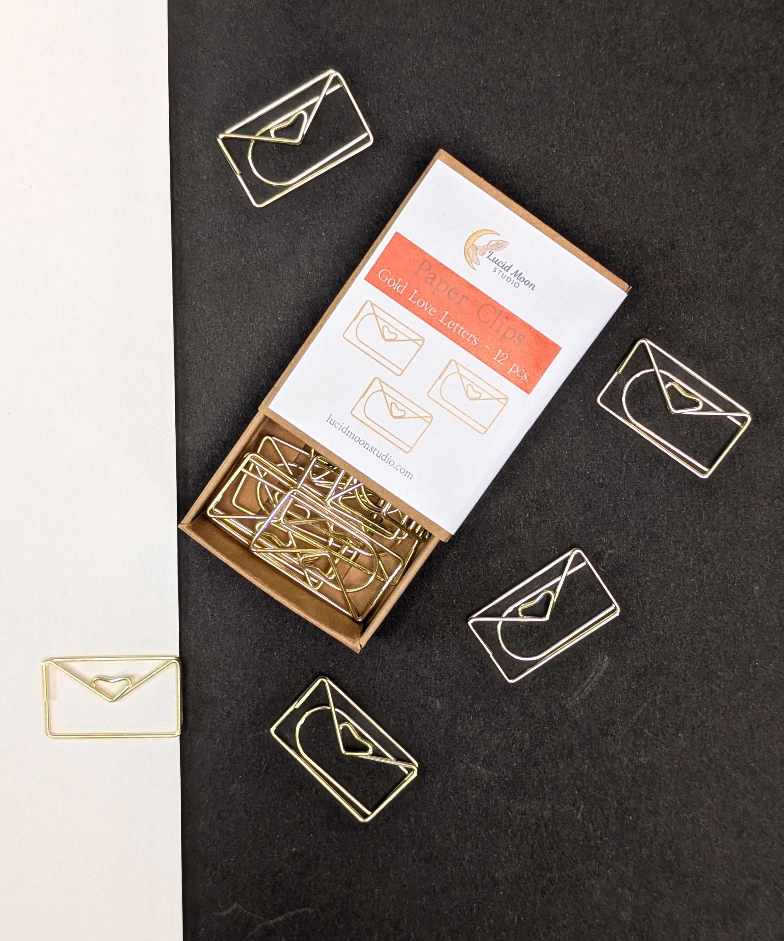 Gold Love Letters Boxed Paper Clips Paper Clips Lucid Moon Studio 