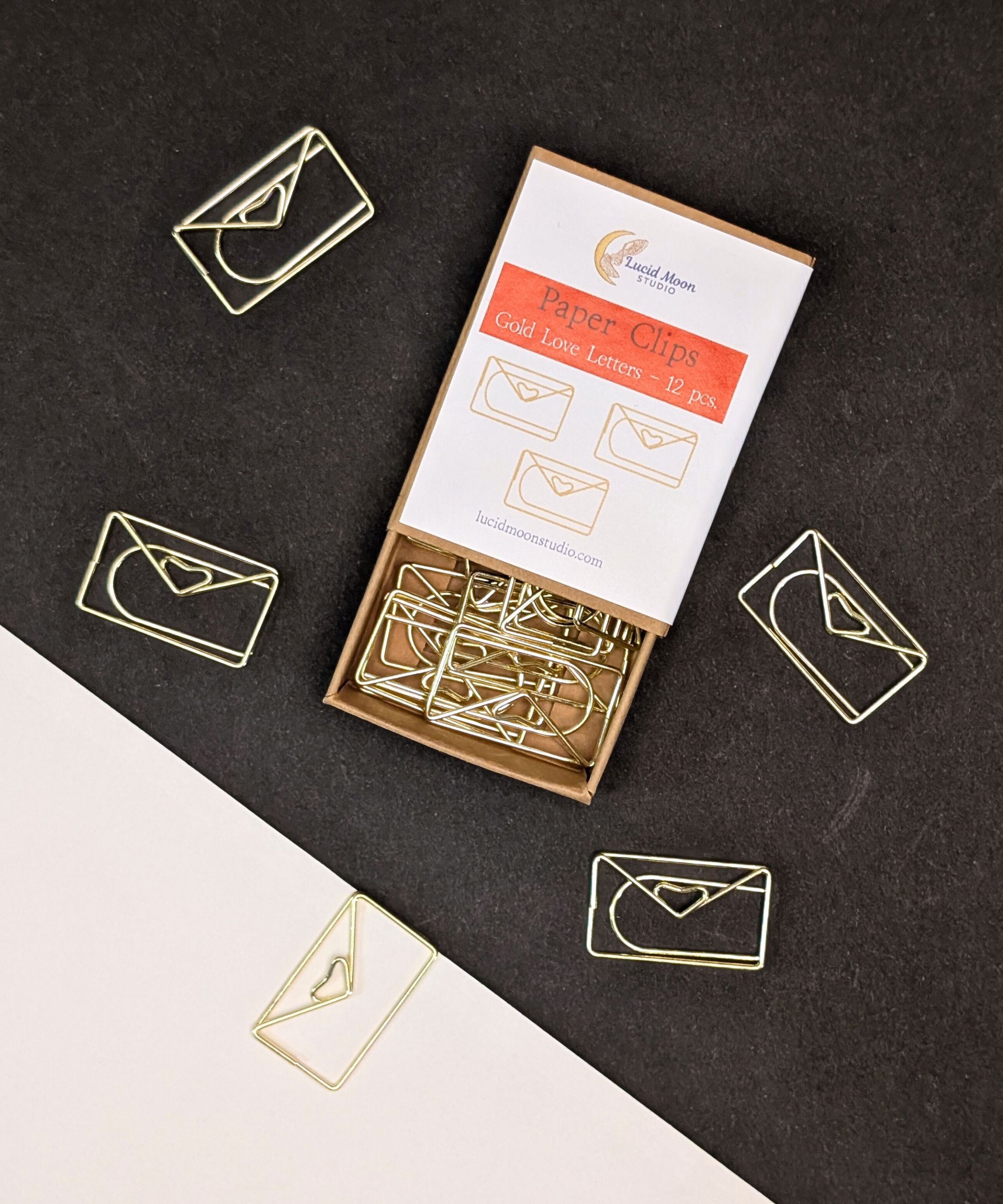 Gold Love Letters Boxed Paper Clips Paper Clips Lucid Moon Studio 