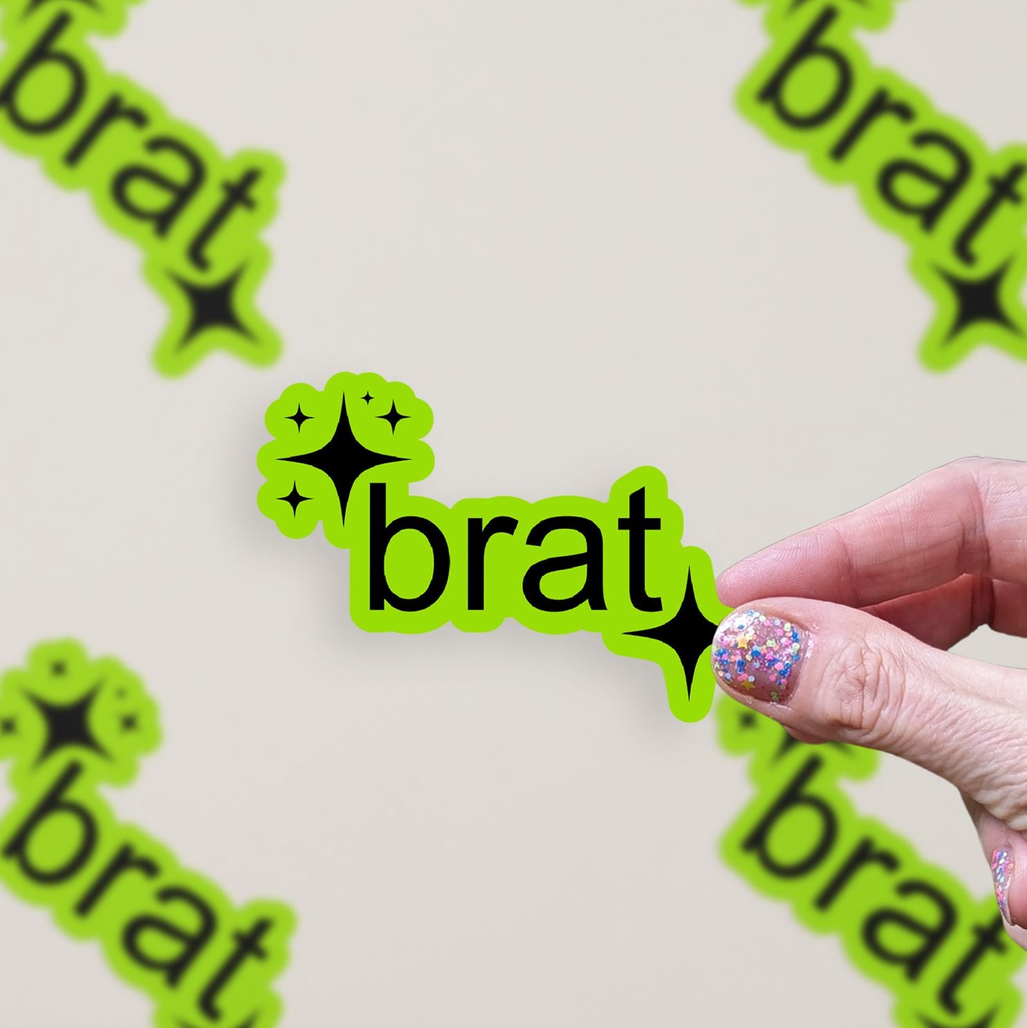 Green Brat Charli Vinyl Sticker stickers Lucid Moon Studio 
