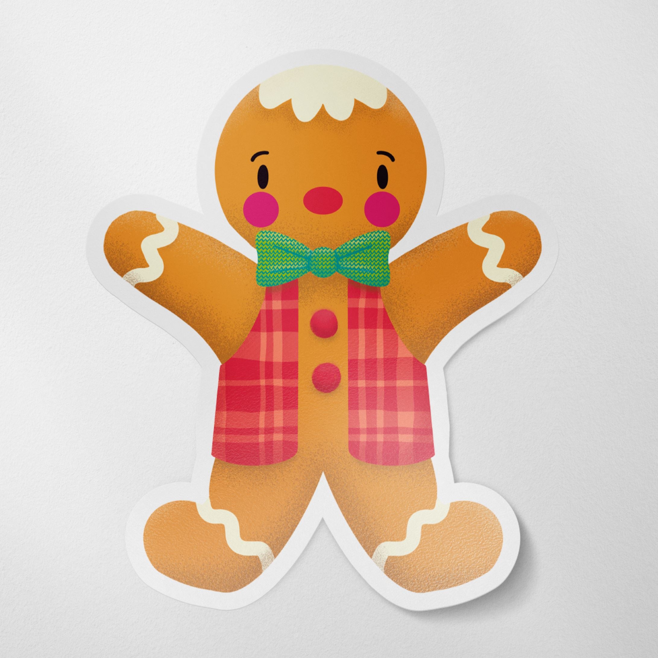 Handsome Gingerbread Boy Matte Vinyl Sticker stickers Lucid Moon Studio 