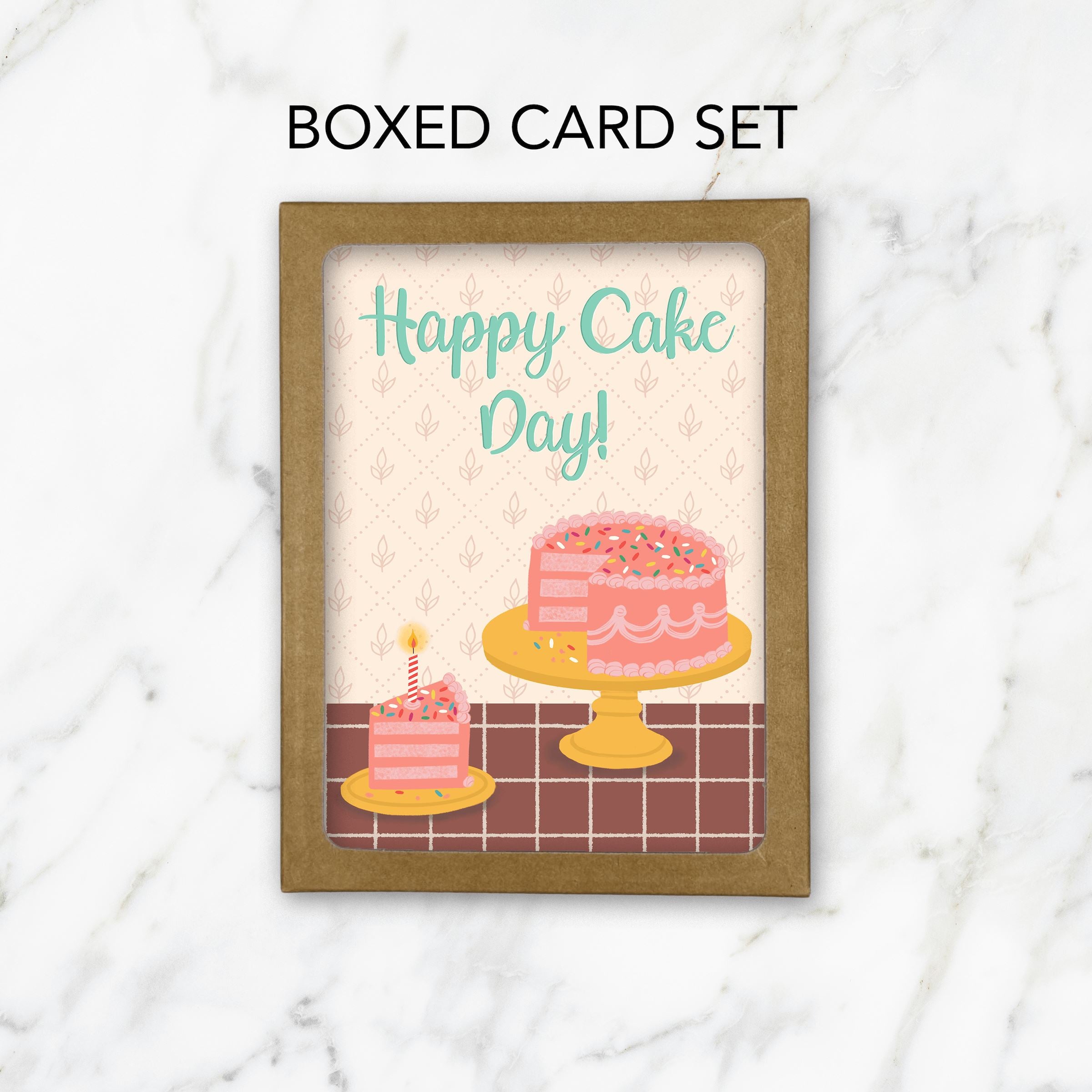 Happy Cake Day Birthday Greeting Card Greeting Cards Lucid Moon Studio Set of 6 Cards 