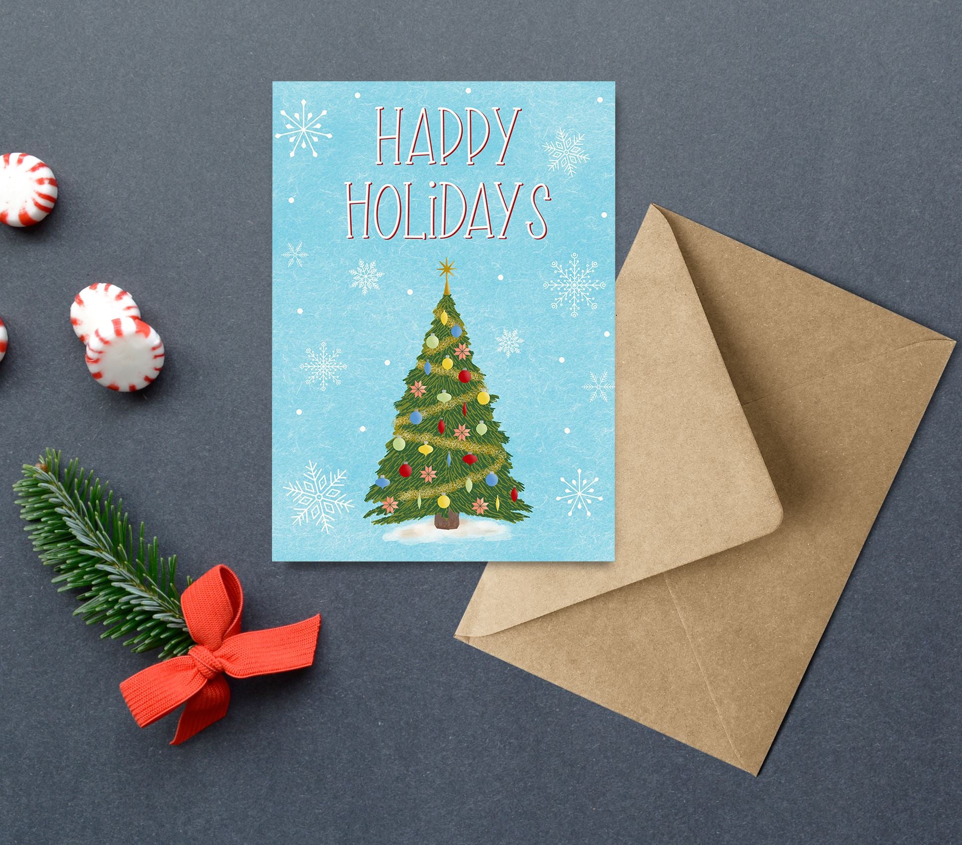 Happy Holidays Christmas Tree Card Greeting Cards Lucid Moon Studio 