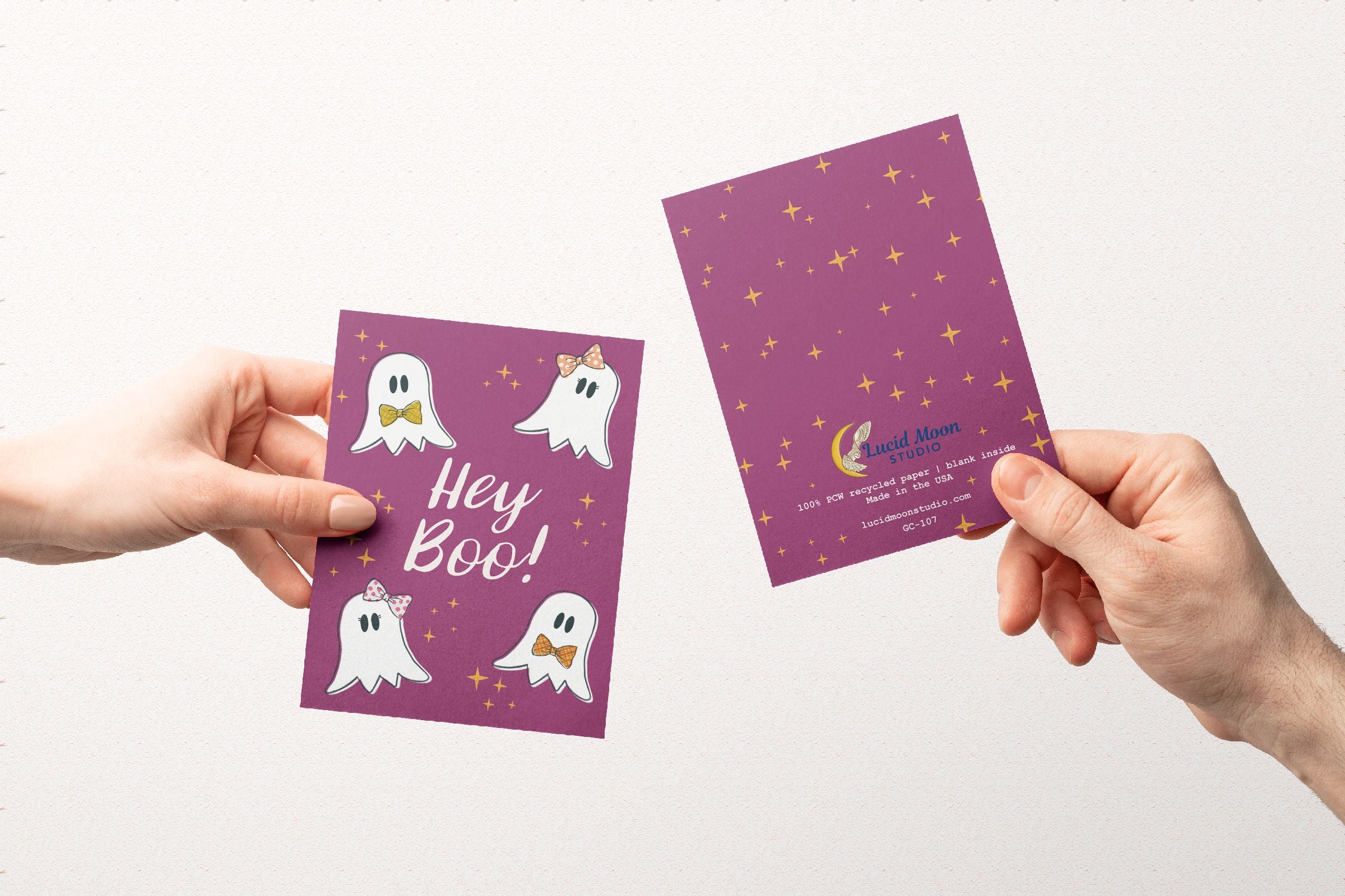 Hey Boo Halloween Greeting Card Greeting Cards Lucid Moon Studio 