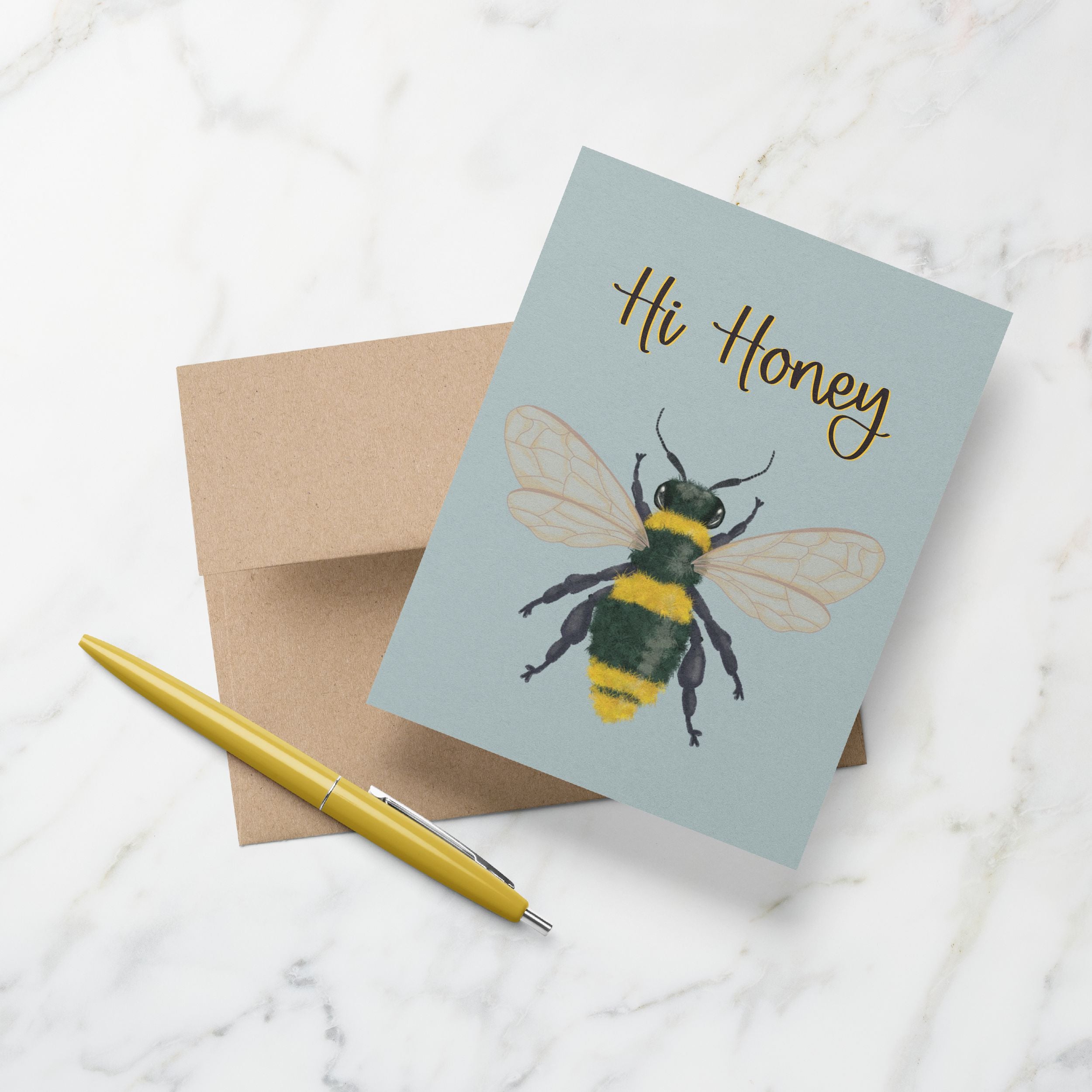 Hi Honey Bee Greeting Card Greeting Cards Lucid Moon Studio 