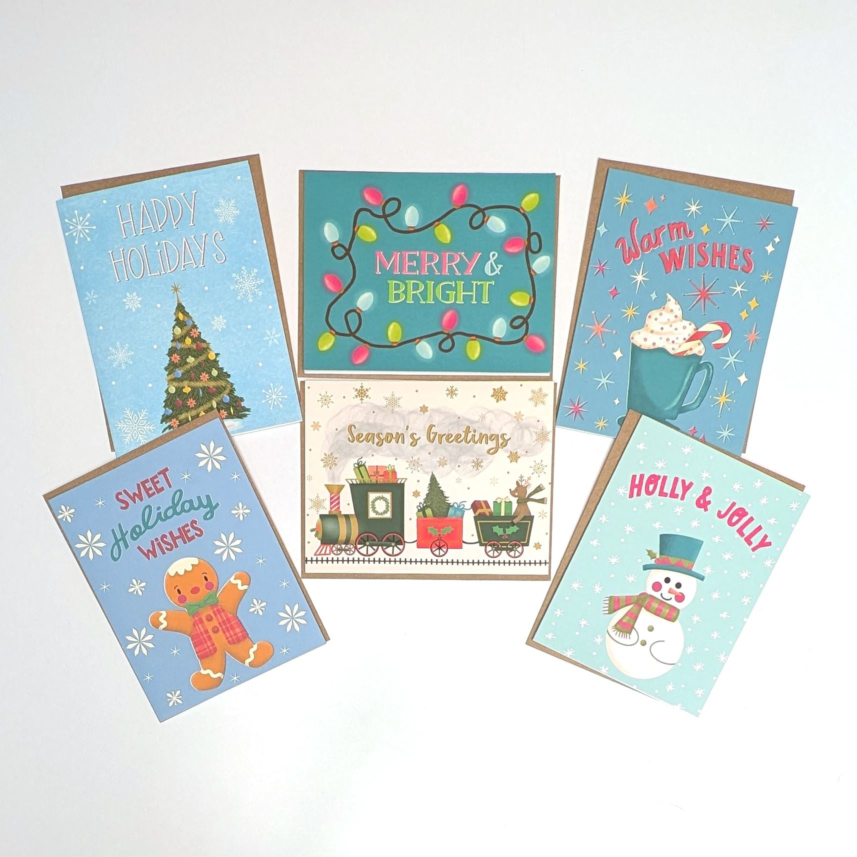 Holiday Assortment Christmas Cards (6) Boxed Set Greeting Cards Lucid Moon Studio 