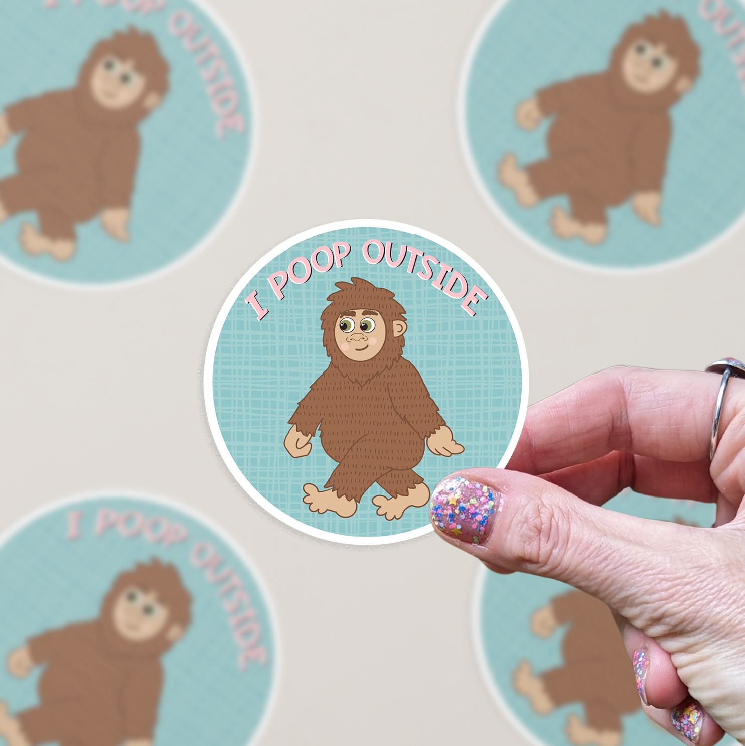 I Poop Outside (Pink) Big Foot Vinyl Sticker stickers Lucid Moon Studio 